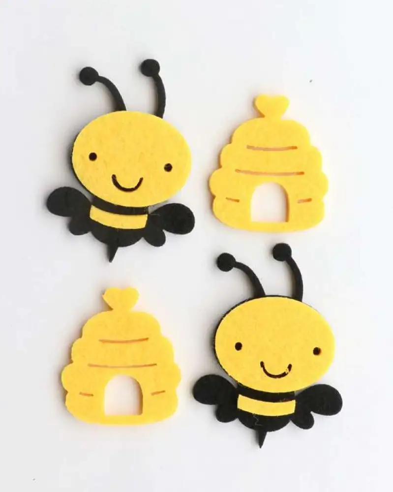 Filz Biene und Honigtopf, 4 Stück 4-5,5cm
