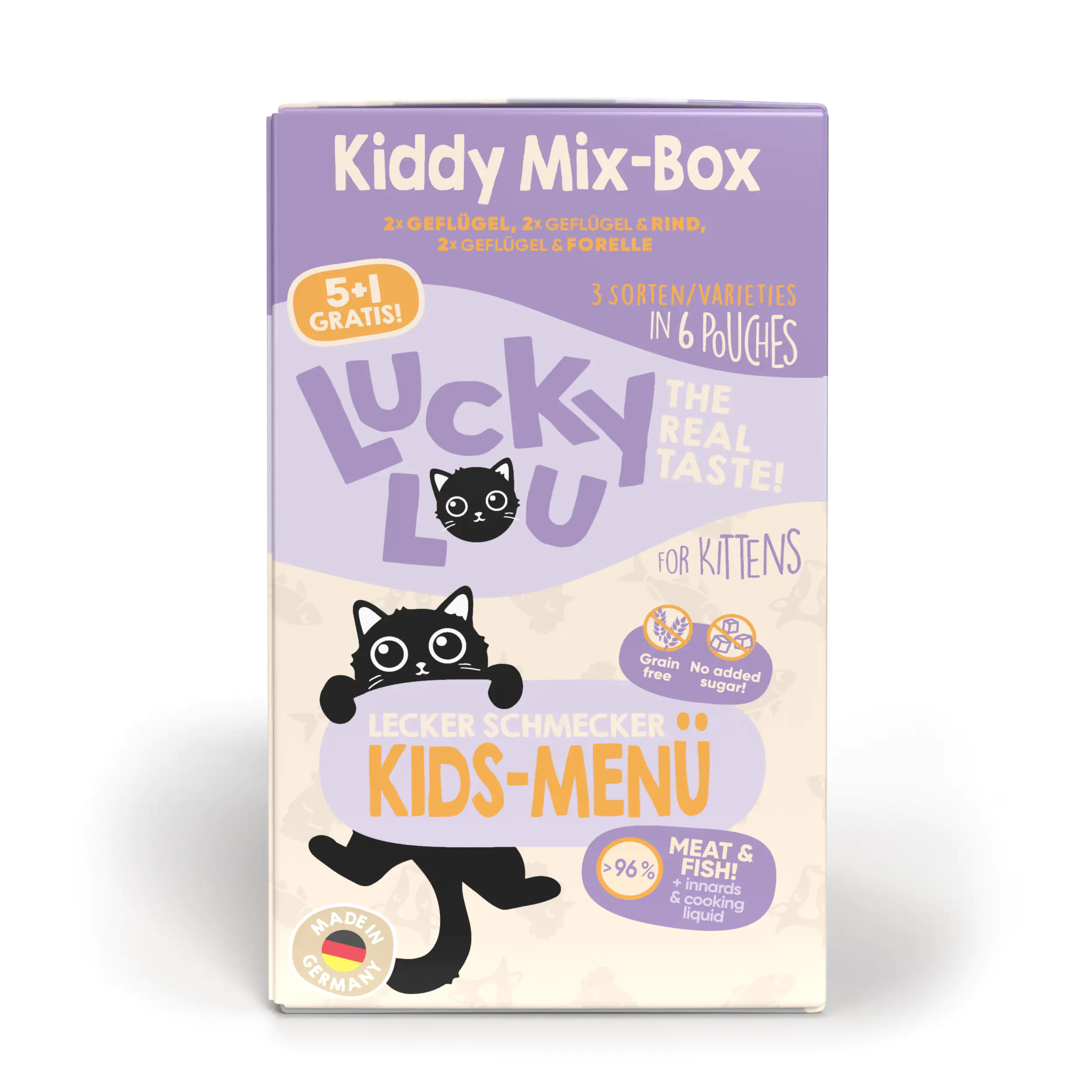 Lucky Lou Kittenfutter Geflügel, Rind, Forelle 6 x 125 g  Lucky Lou Kittenfutter Geflügel, Rind, Forelle 6 x 125 g