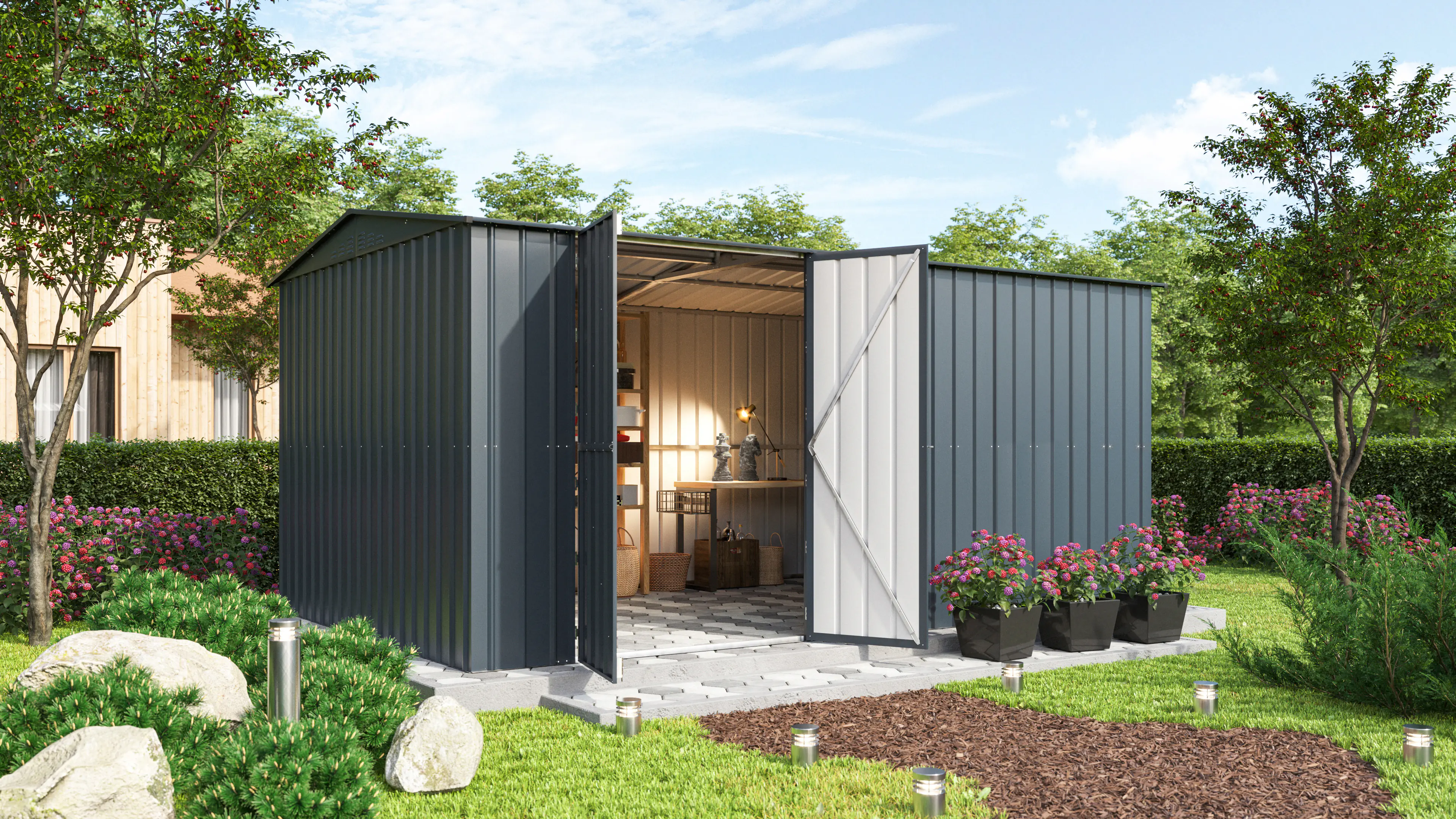 Globel Metallgerätehaus Worker MWK 1510 464 x 308 x 225 cm anthrazit