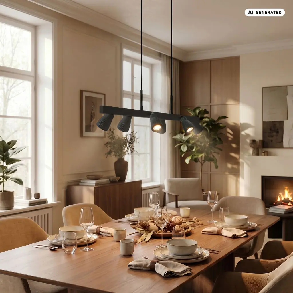 Briloner LED-Pendelleuchte RIFF 6-flammig 80,5 x 120 cm schwarz warmweiß