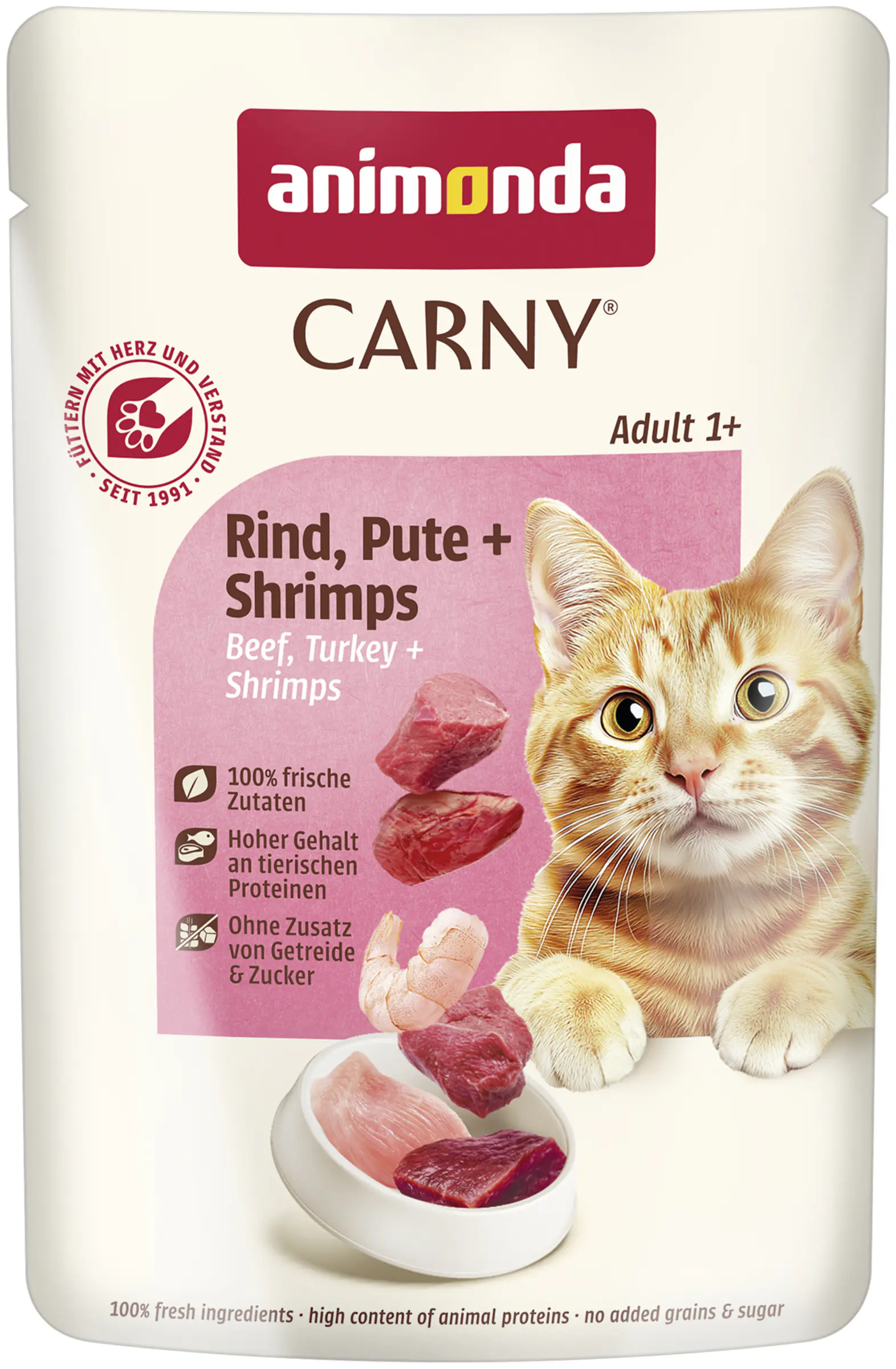Animonda Carny Adult Katzennassfutter getreidefrei 85 g Rind, Pute & Shrimps