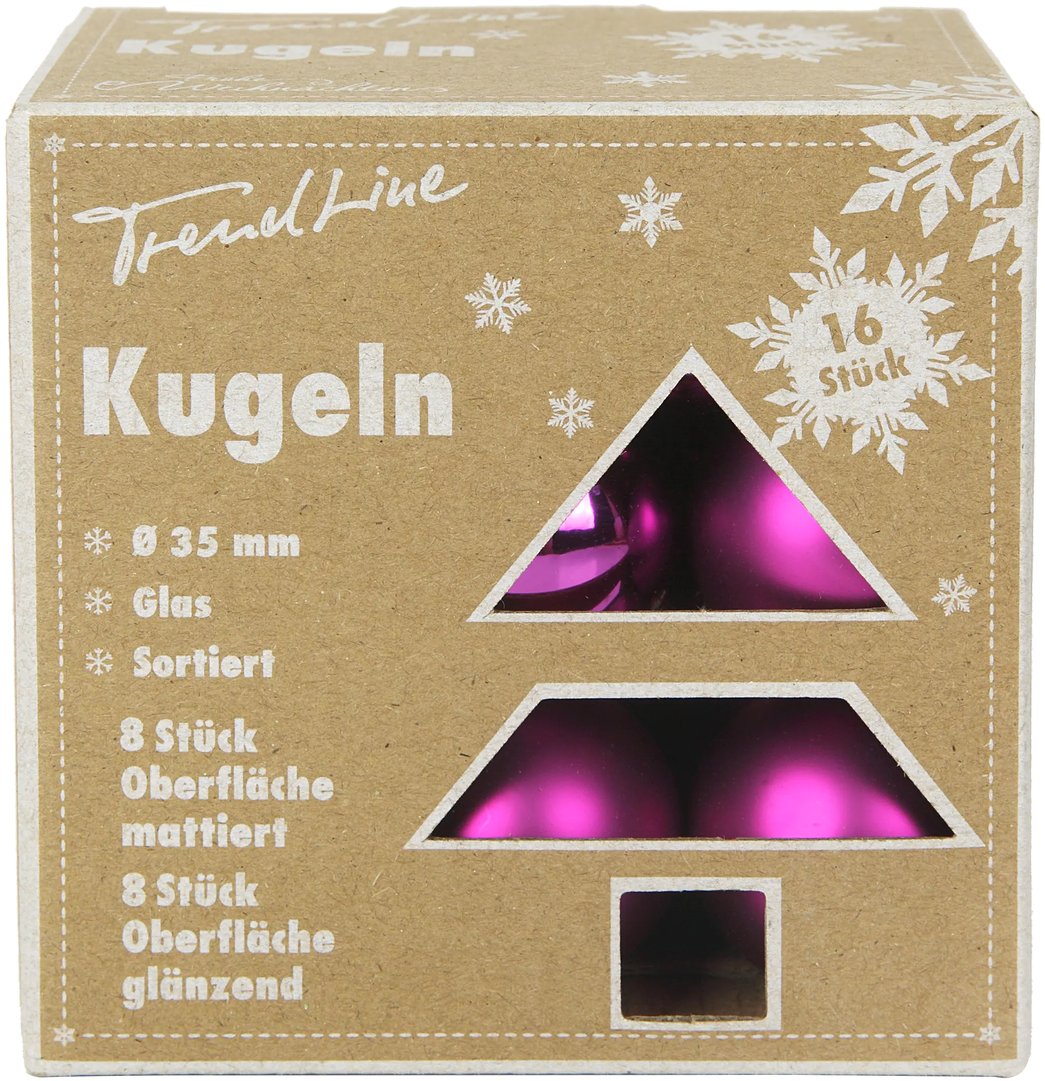 TrendLine Deko Set aus 16 Christbaumkugeln 3,5 cm Lila