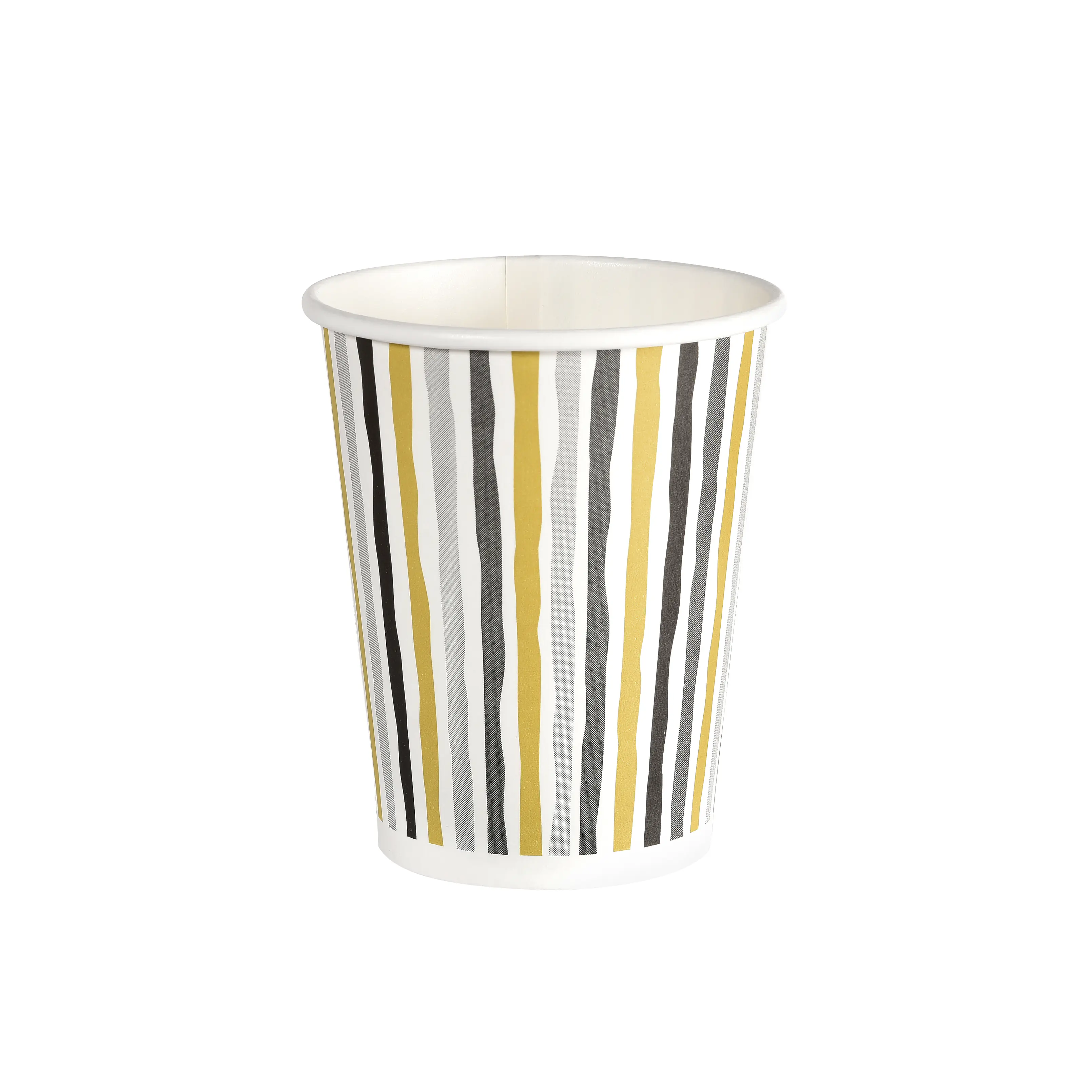 Duni Pappbecher Bio 0,2 L weiß Stripes schwarz gold - 10 Stück