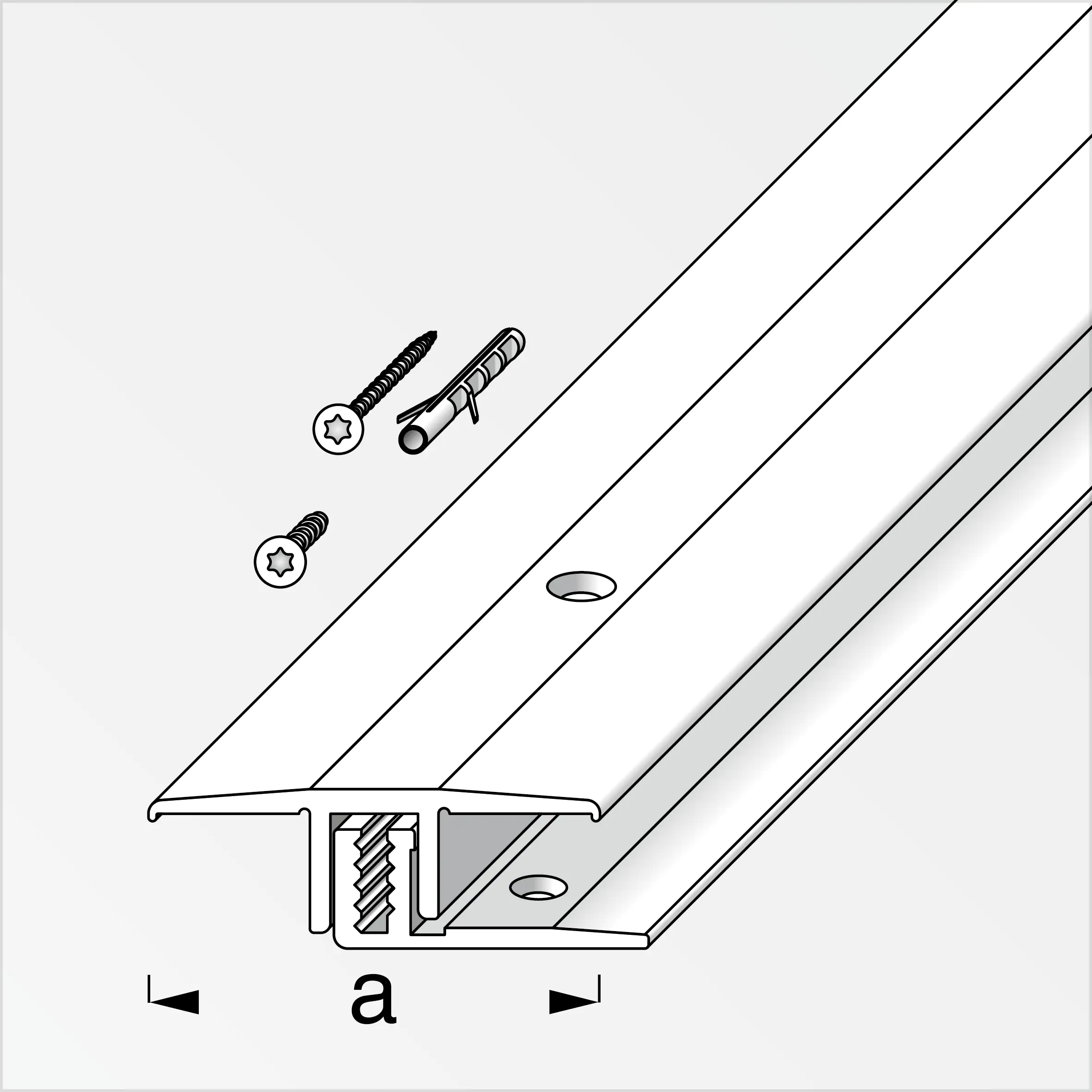 alfer Übergangs-Profil und Träger-Profil 2 m, 33 x 7 - 15 mm Alu gebürstet