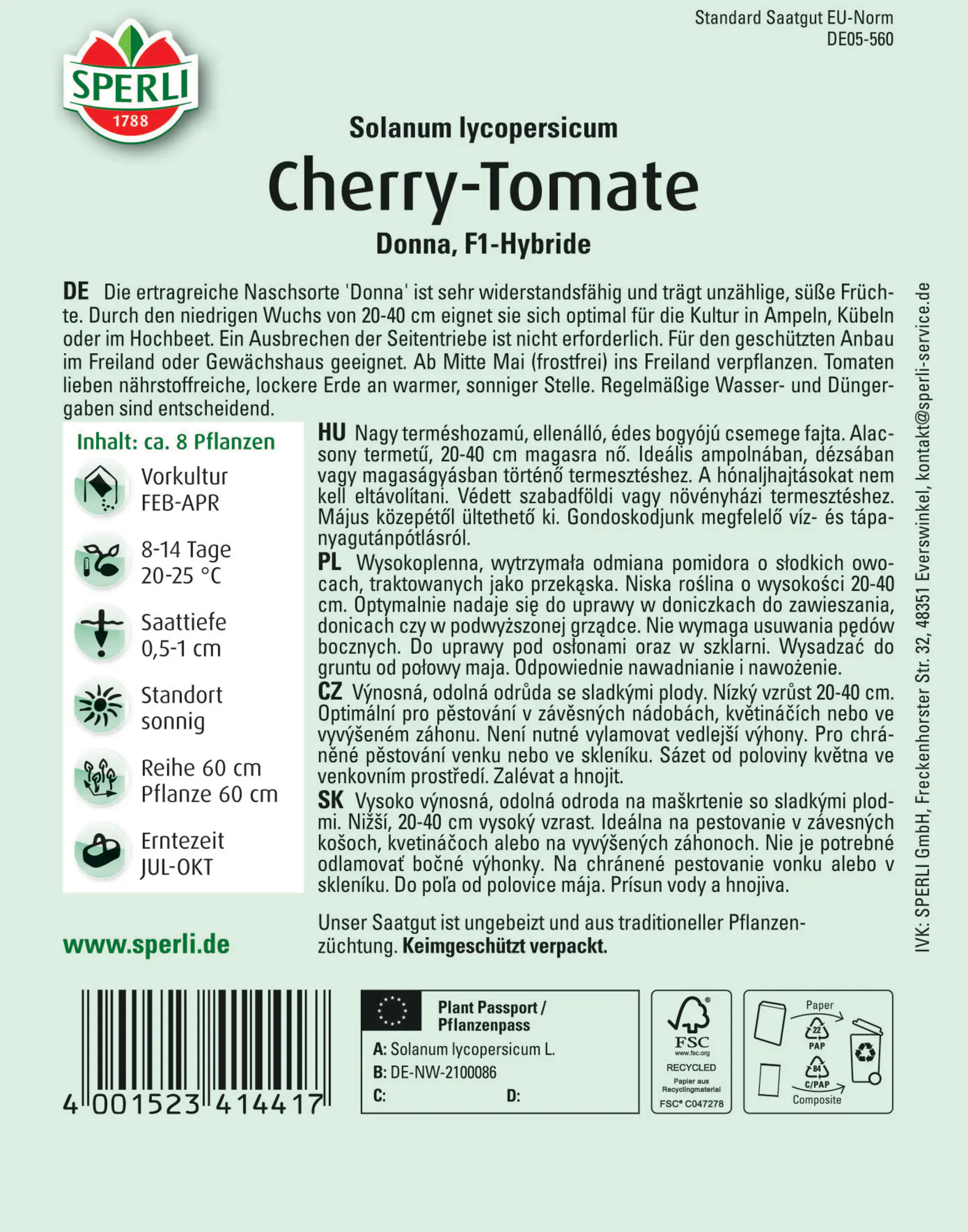 Sperli Cherry-Tomate Donna F1