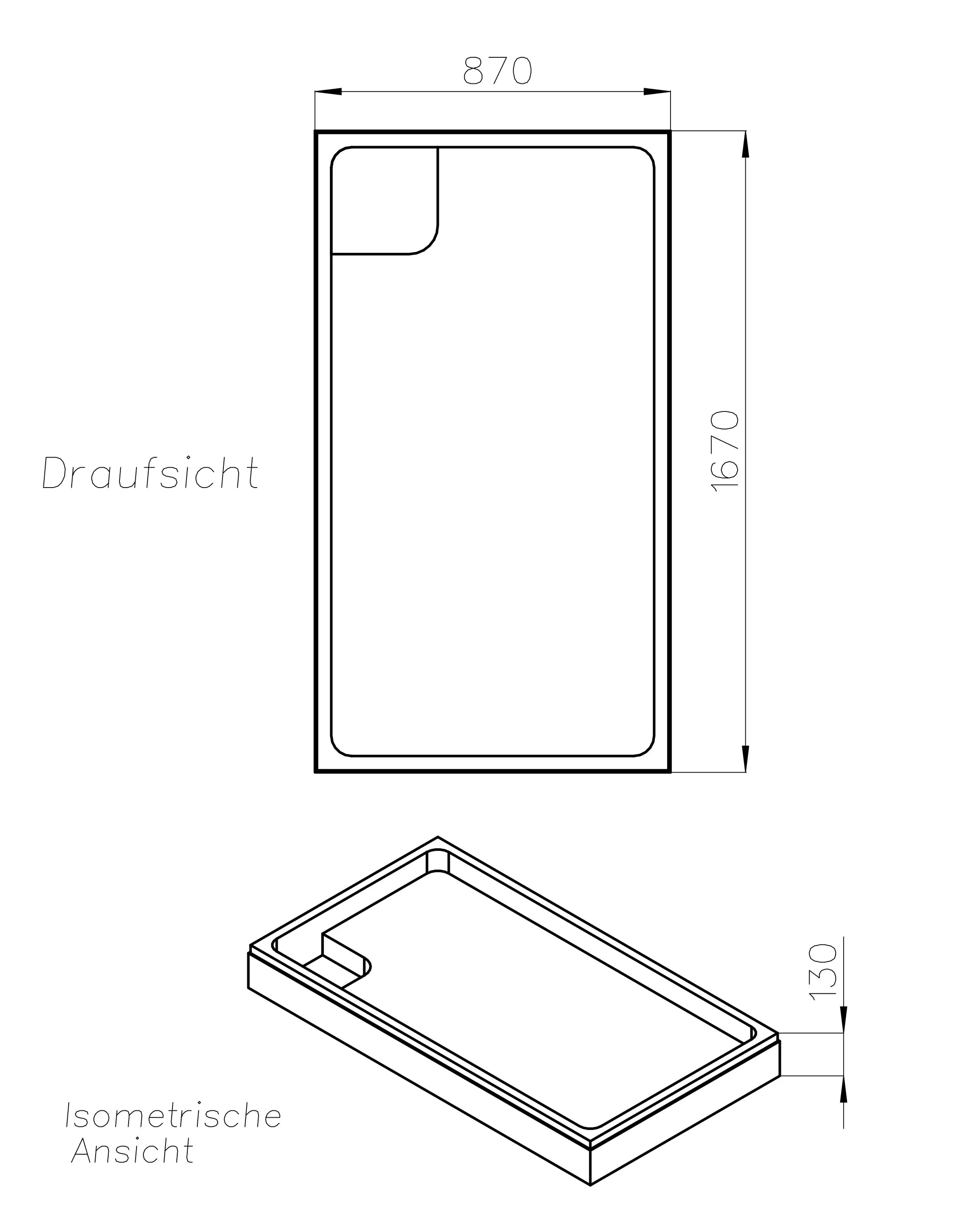 Ottofond Wannenträger Aruba 1670 x 870 mm