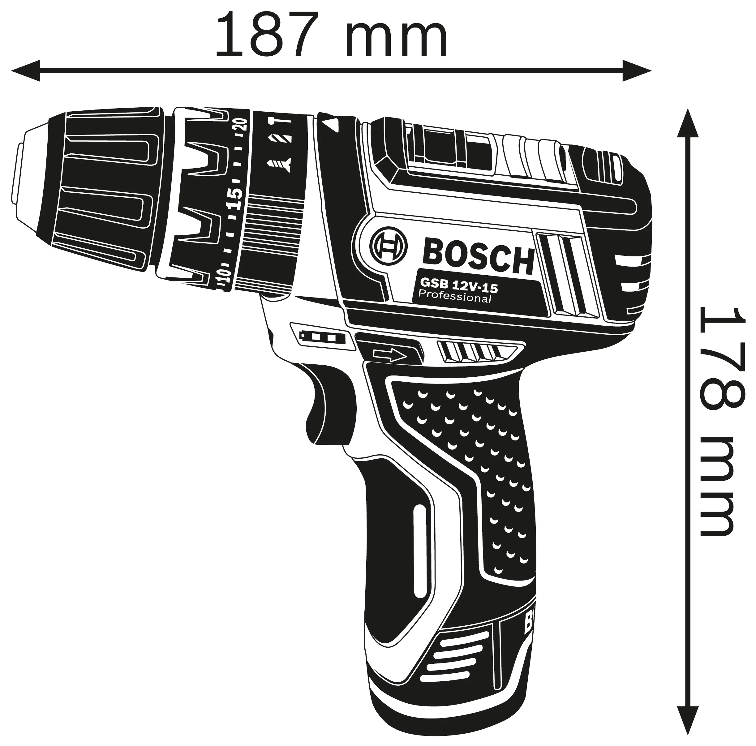 Bosch Professional Akku-Schlagbohrmaschine GSB 12V-15 2 Ah Solo