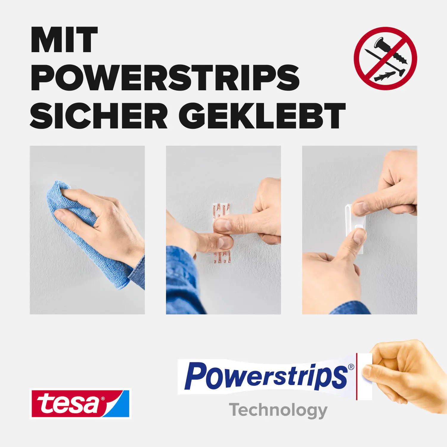 tesa Haken Powerstrips Tapeten & Putz 2er-Set