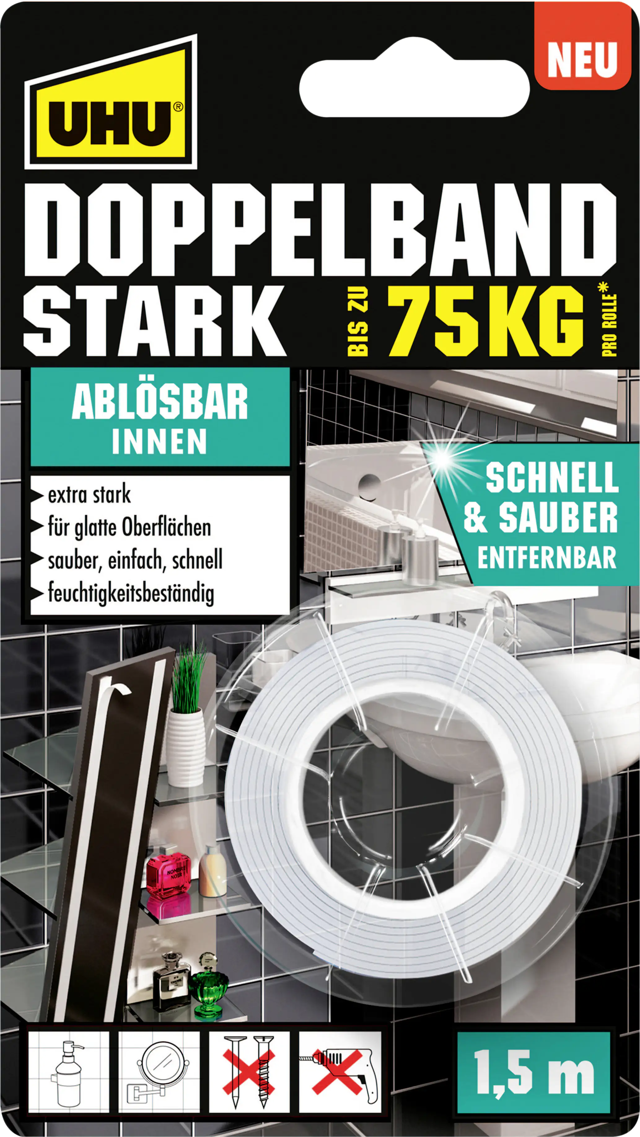 4026700468908 UHU Doppelband stark ablösbar 19 mm x 1,5 m