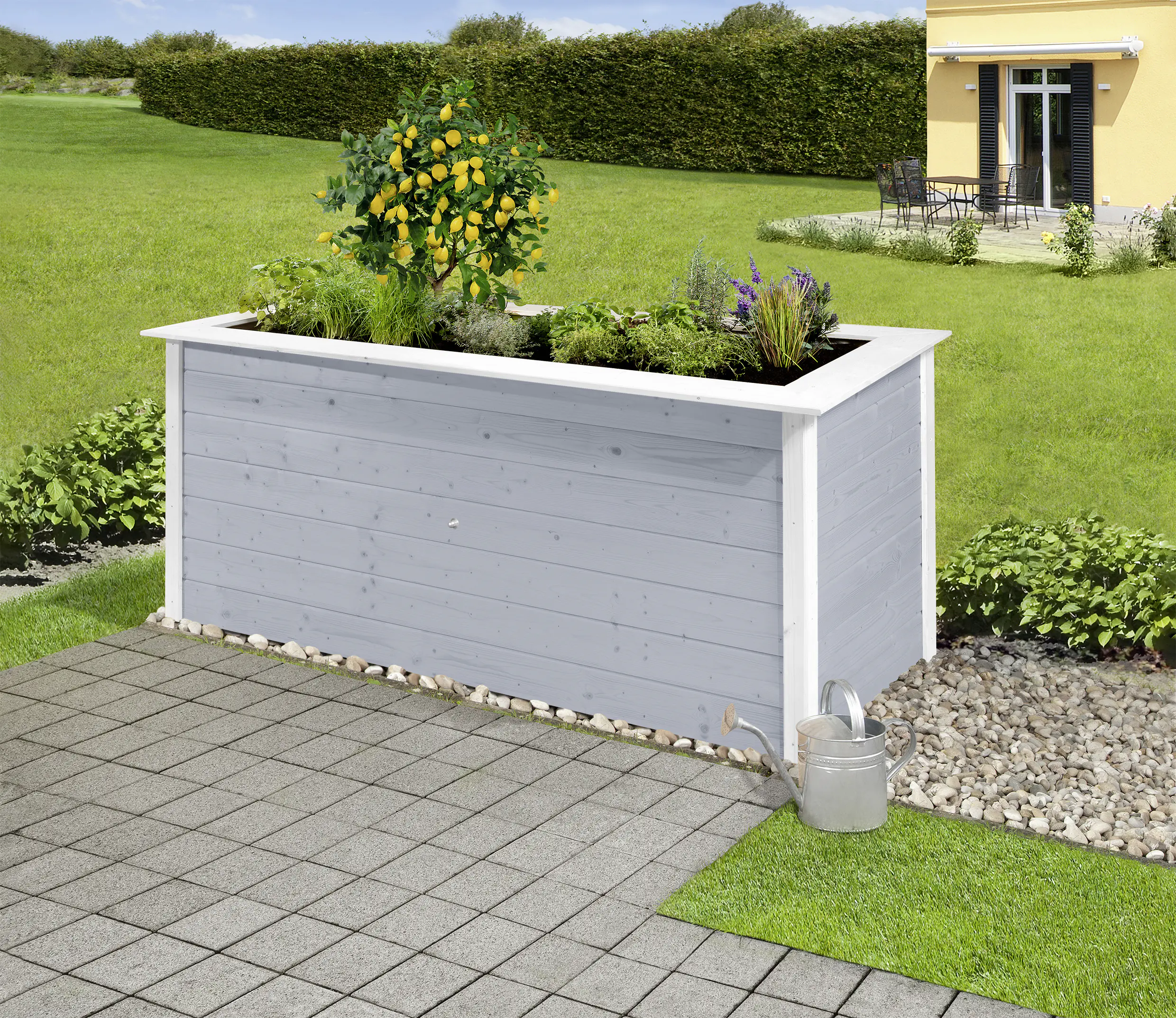 Weka Hochbeet 28 205 x 80 x 81 cm grau mit Noppenbahn, Wühlmausschutz