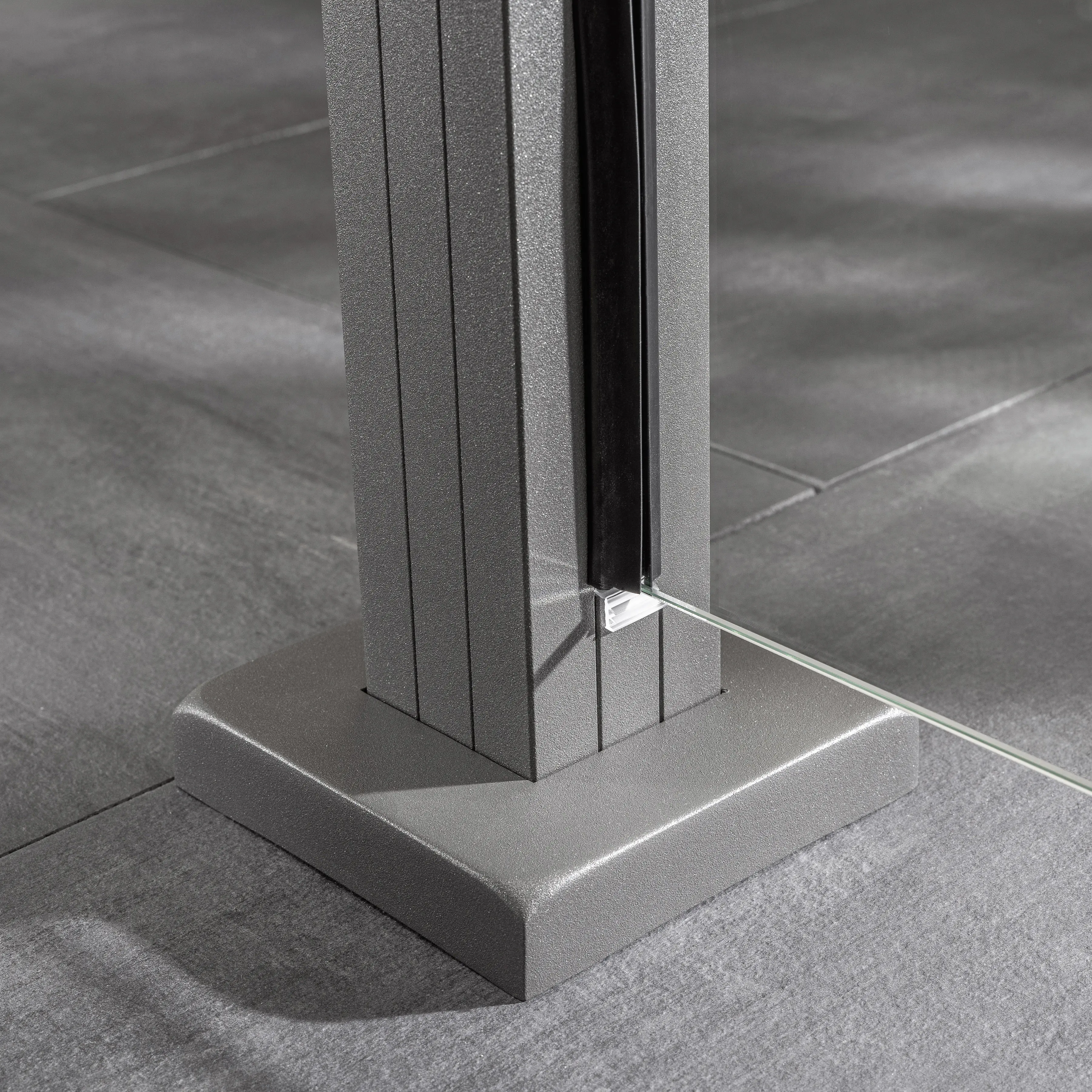 Ambiente Glaszaun Erweiterungsset Klarglas 187 x 55,7 cm mit Motivdruck grau