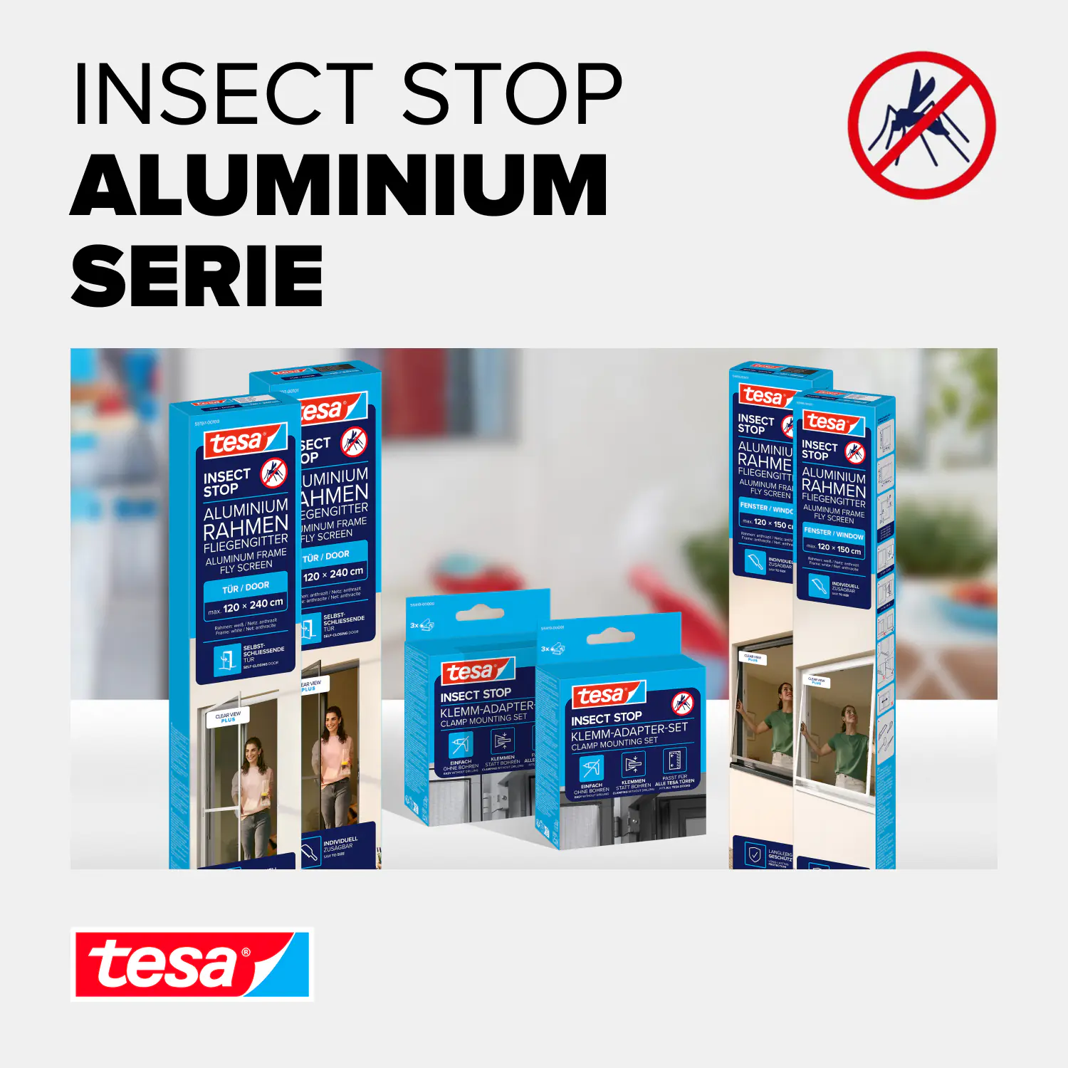 tesa Fliegengitter-Fenster Comfort im Alurahmen 120 x 150 cm anthrazit