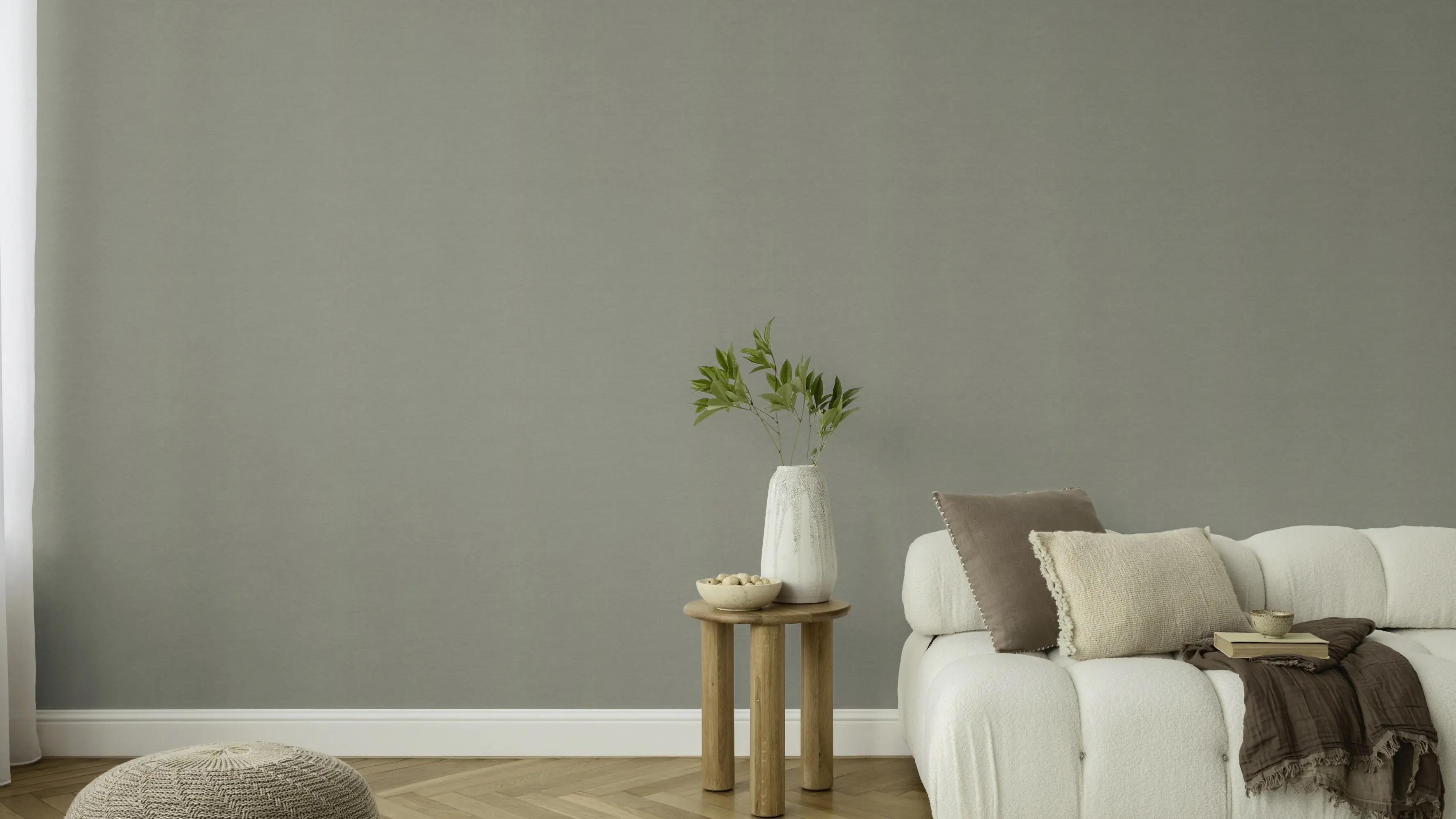 Rasch Vliestapete Farm Living Uni salbeigrün 10,05 x 0,53 m