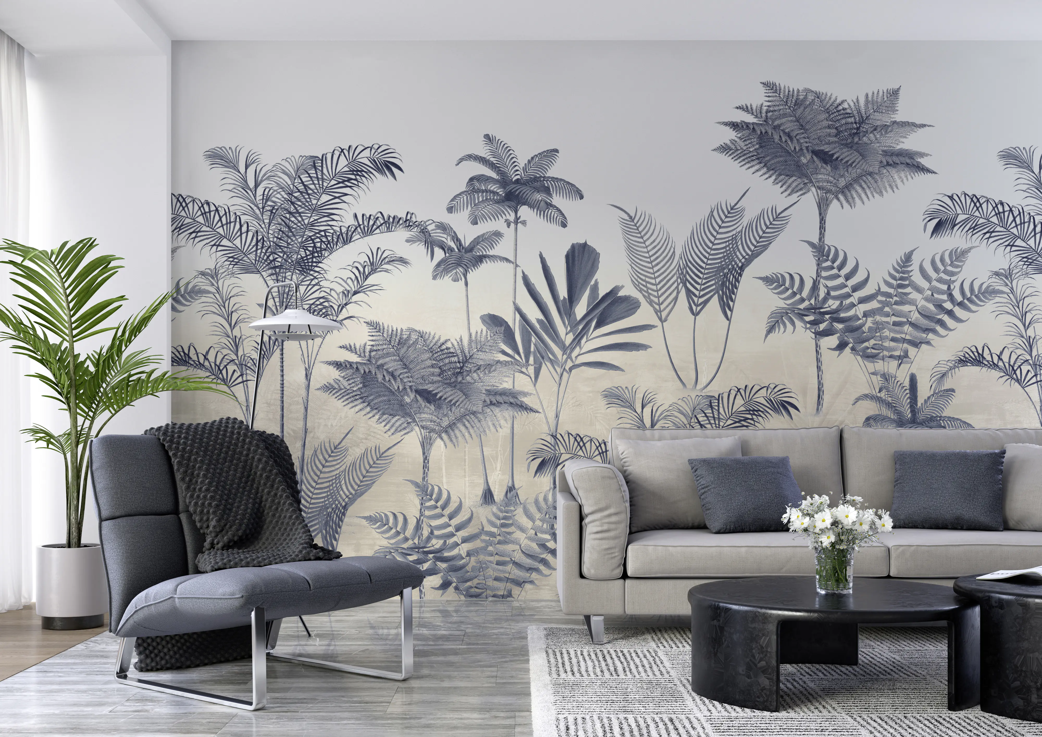 Rasch Vlies Fototapete 556230 Blau-Mittelblau Muster & Motive 3 m x 4,24 m