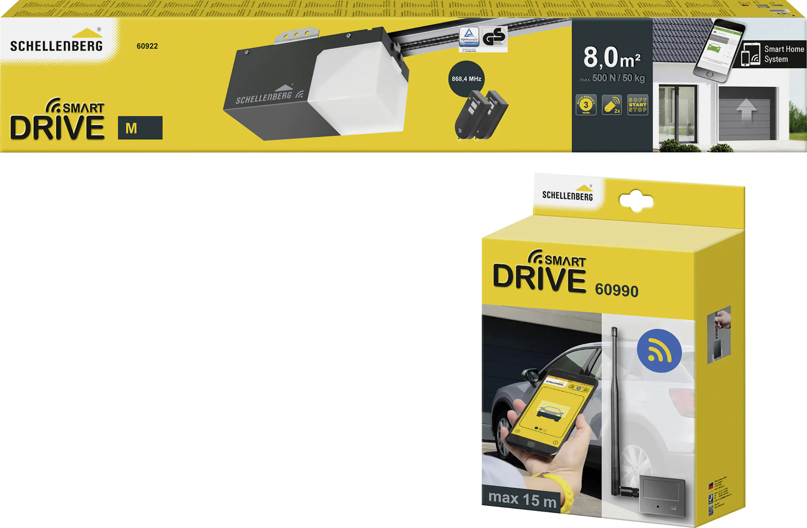 Schellenberg Smart Drive M Garagentorantrieb inkl. Smartphone Garagentoröffner mit LED