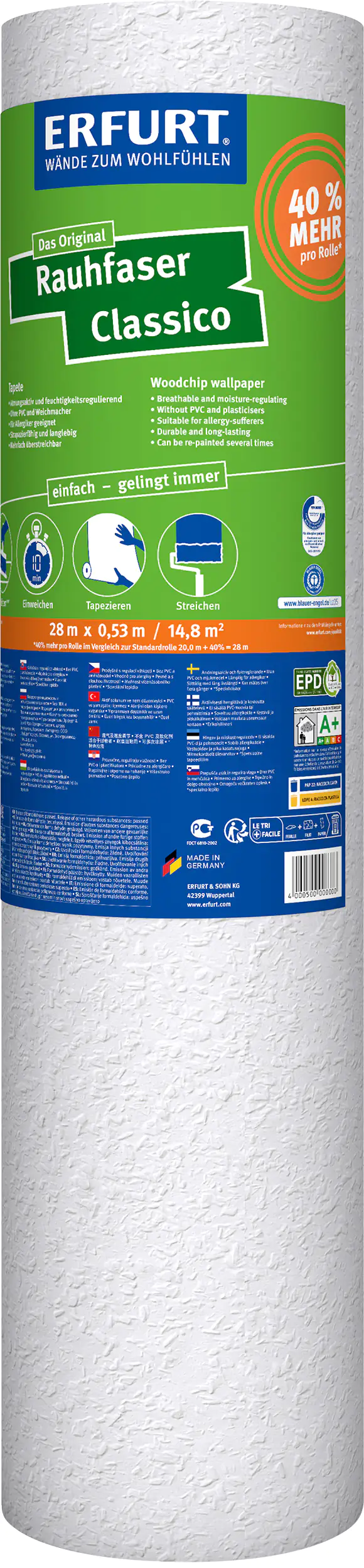 Erfurt Rauhfaser Classico Jubiläumsrolle weiß 0,53 X 28 m kaufen