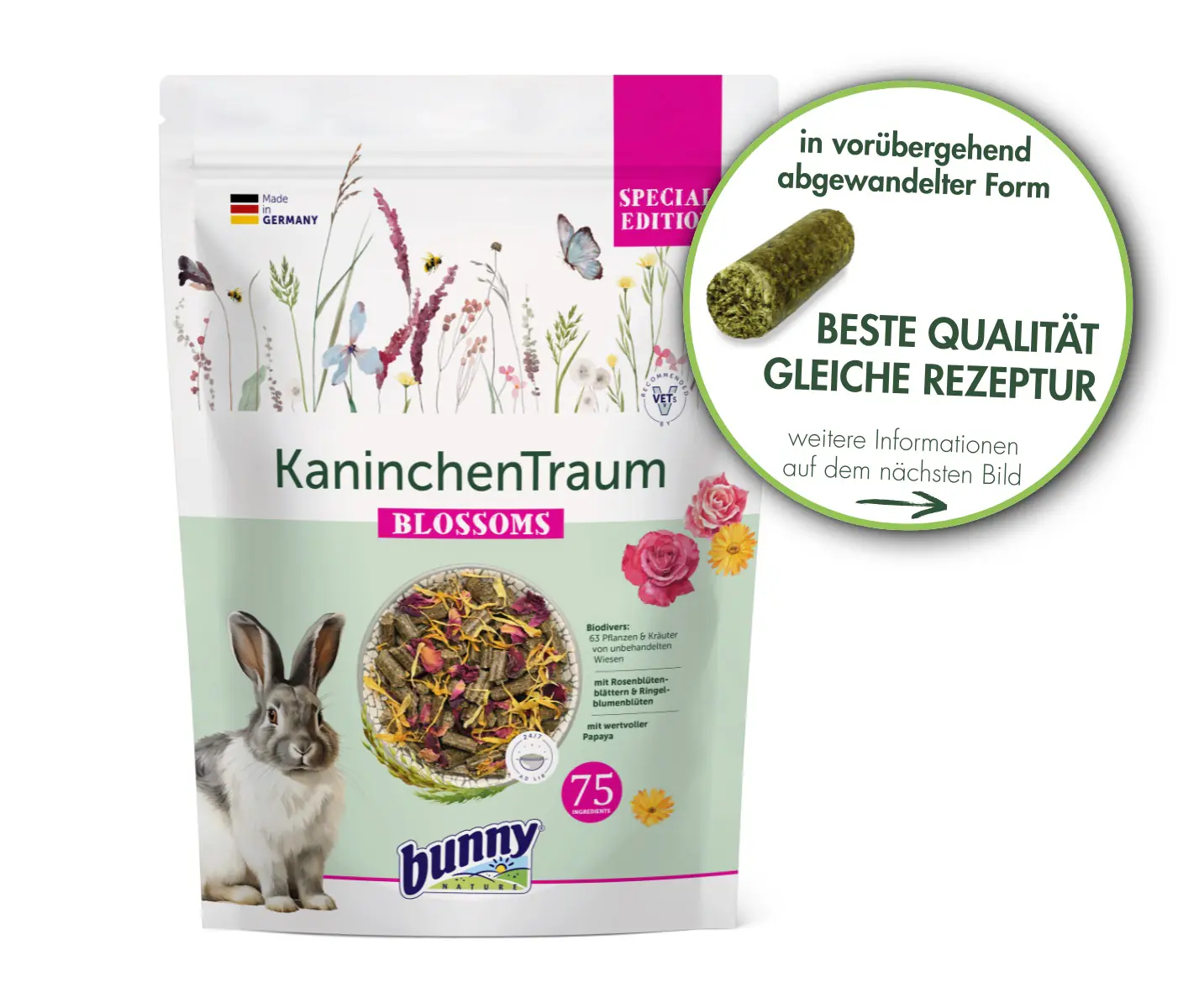 Bunny Nature Nagerfutter Kaninchen Traum Special Edition Blossoms 1,5 kg