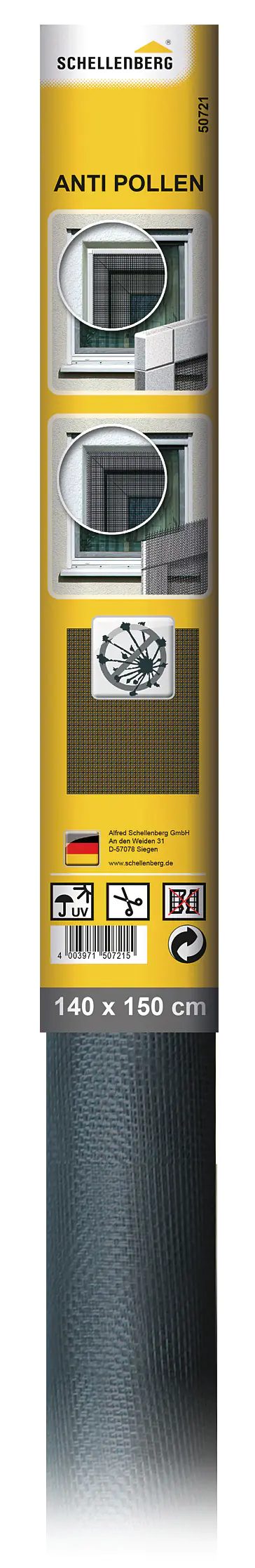 Schellenberg Pollenschutzgitter Minirolle 140 x 150 cm anthrazit kürzbar