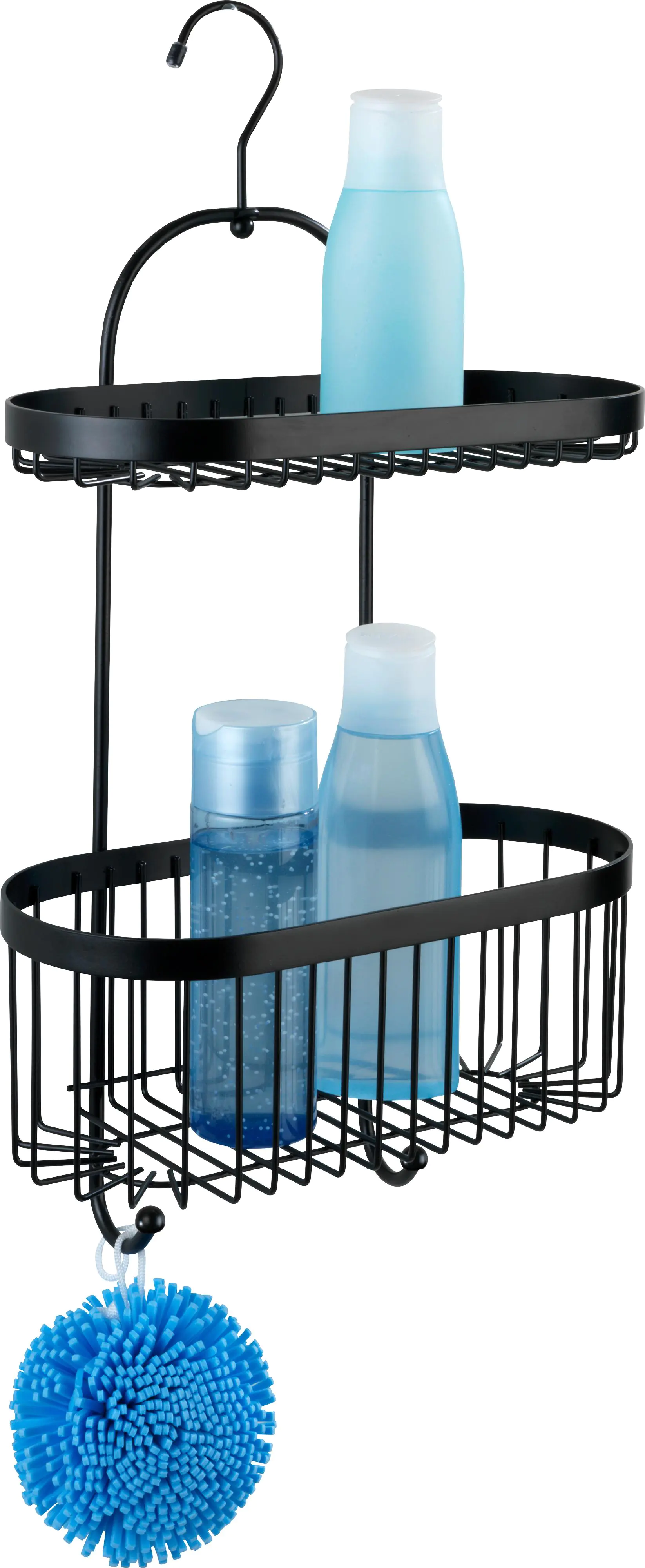 Wenko Duschkorb Bad-Caddy Classic Plus Black, 2 Ablagen und Haken