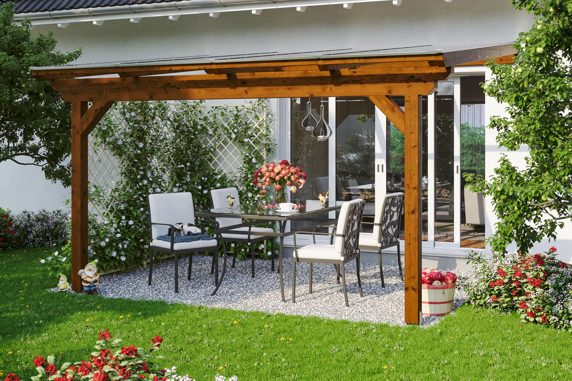 SKAN HOLZ Terrassenüberdachung Ancona 434 x 400 cm Leimholz