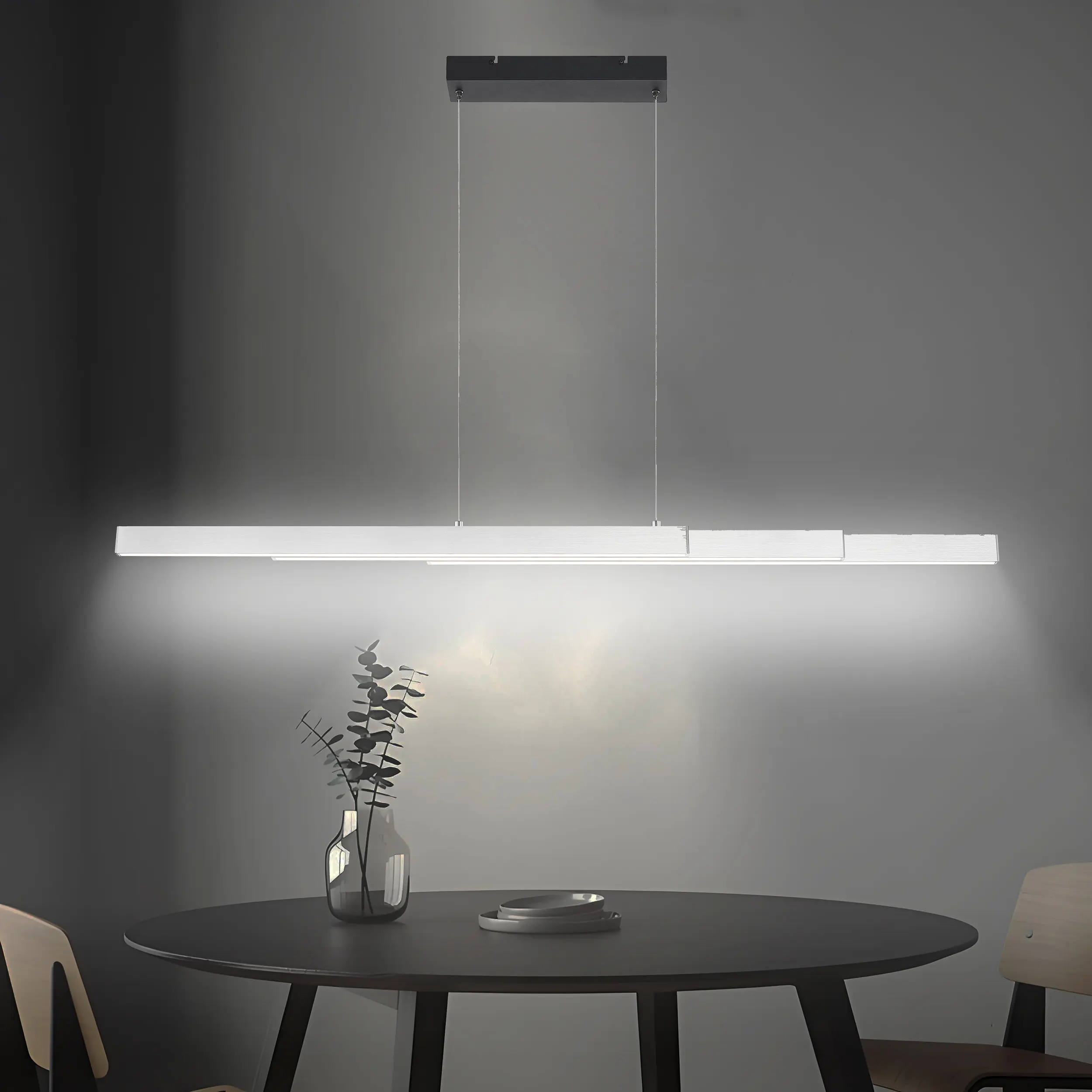 LED Pendelleuchte Madrid ausziehbar silber 126 cm warmweiß-kaltweiß dimmbar LED Pendelleuchte Madrid ausziehbar silber 126 cm warmweiß-kaltweiß dimmbar