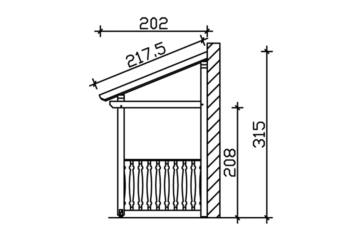 SKAN HOLZ Vordach Paderborn Typ 8 336 x 202 cm, lasiert in Eiche hell