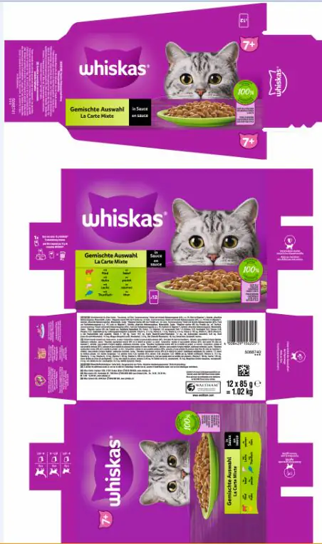 Whiskas Multipack Senior 7+ gemischte Auswahl in Sauce Katzenfutter 12 x 85 g