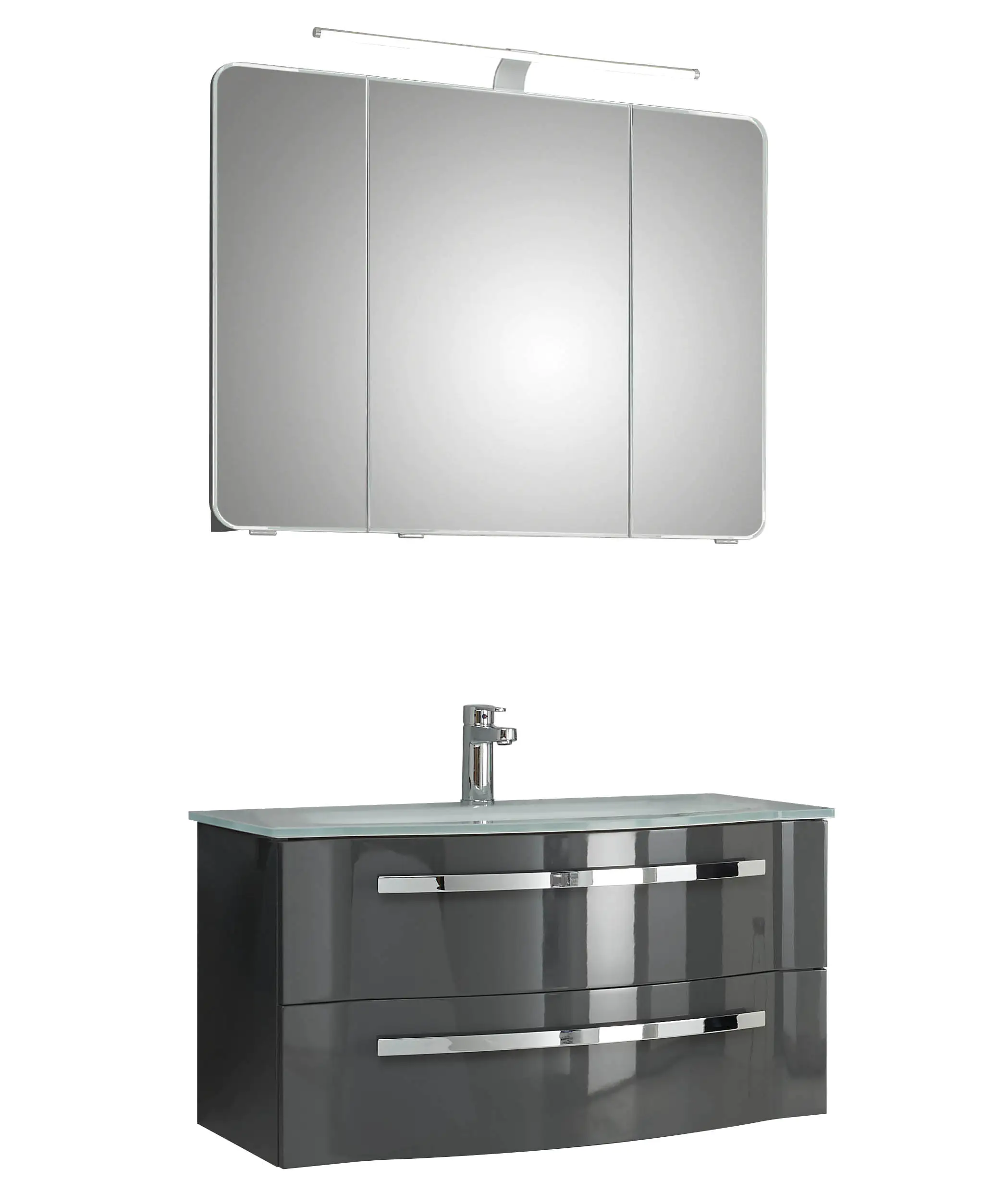 4017026103024_2 Pelipal Badblock Fokus 4005 Lack steingrau Hochglanz, Breite 92 cm