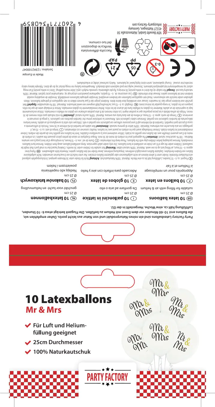 Luftballons Mr & Mrs Latex weiß 10 Stück Luftballons Mr & Mrs Latex weiß 10 Stück