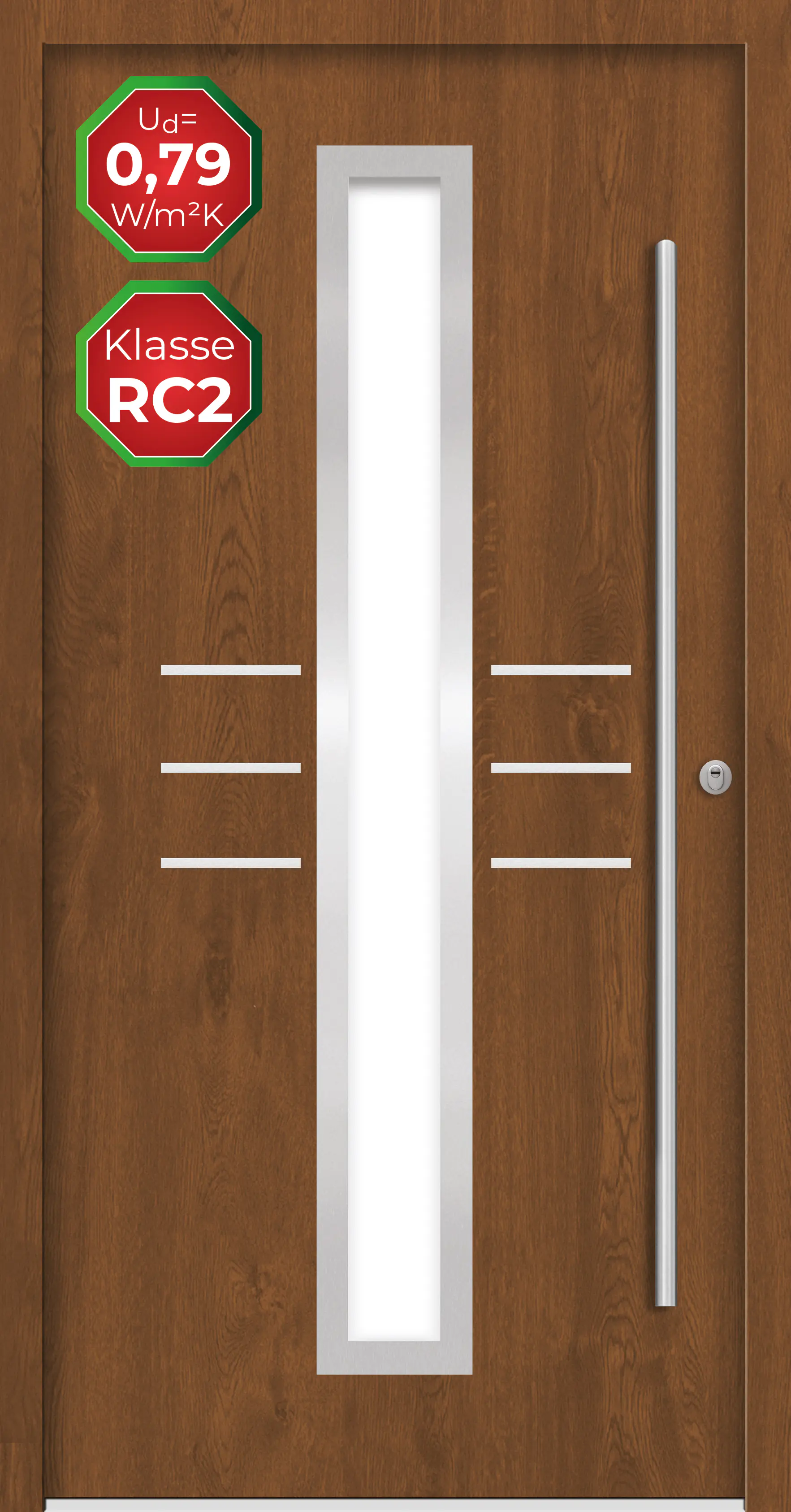Splendoor Haustür Passivedoor Premium B07 RC2 Golden Oak DIN Rechts 100 x 210 cm