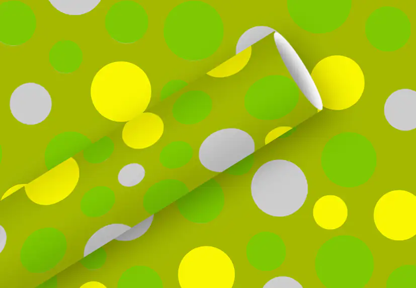 Braun & Company Geschenkpapier Kollektion Bubbels grün-gelb 1,5 m x 70 cm