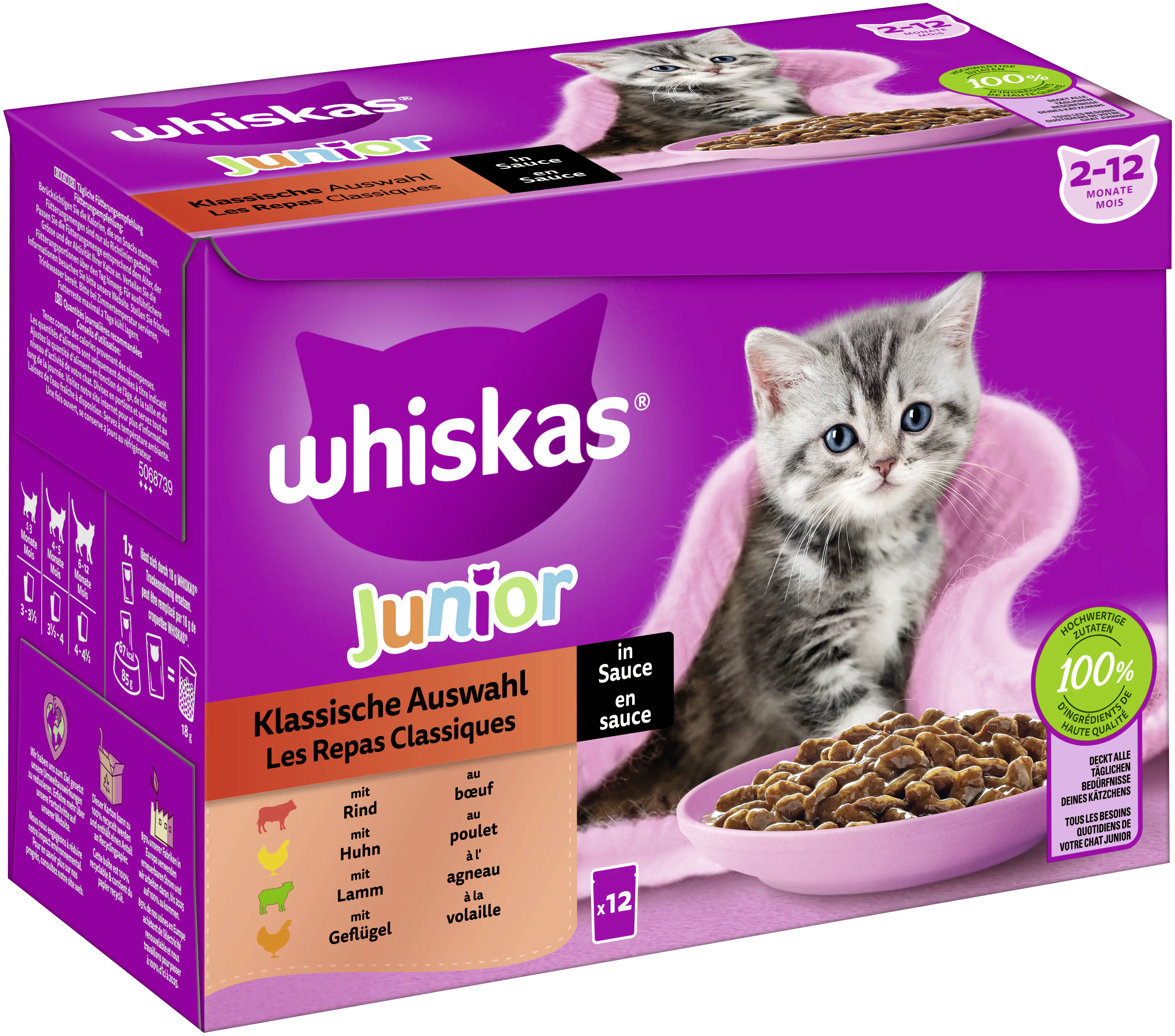 Whiskas Mulitpack Junior klassische Auswahl in Sauce Katzenfutter 12 x 85 g Whiskas Mulitpack Junior klassische Auswahl in Sauce Katzenfutter 12 x 85 g
