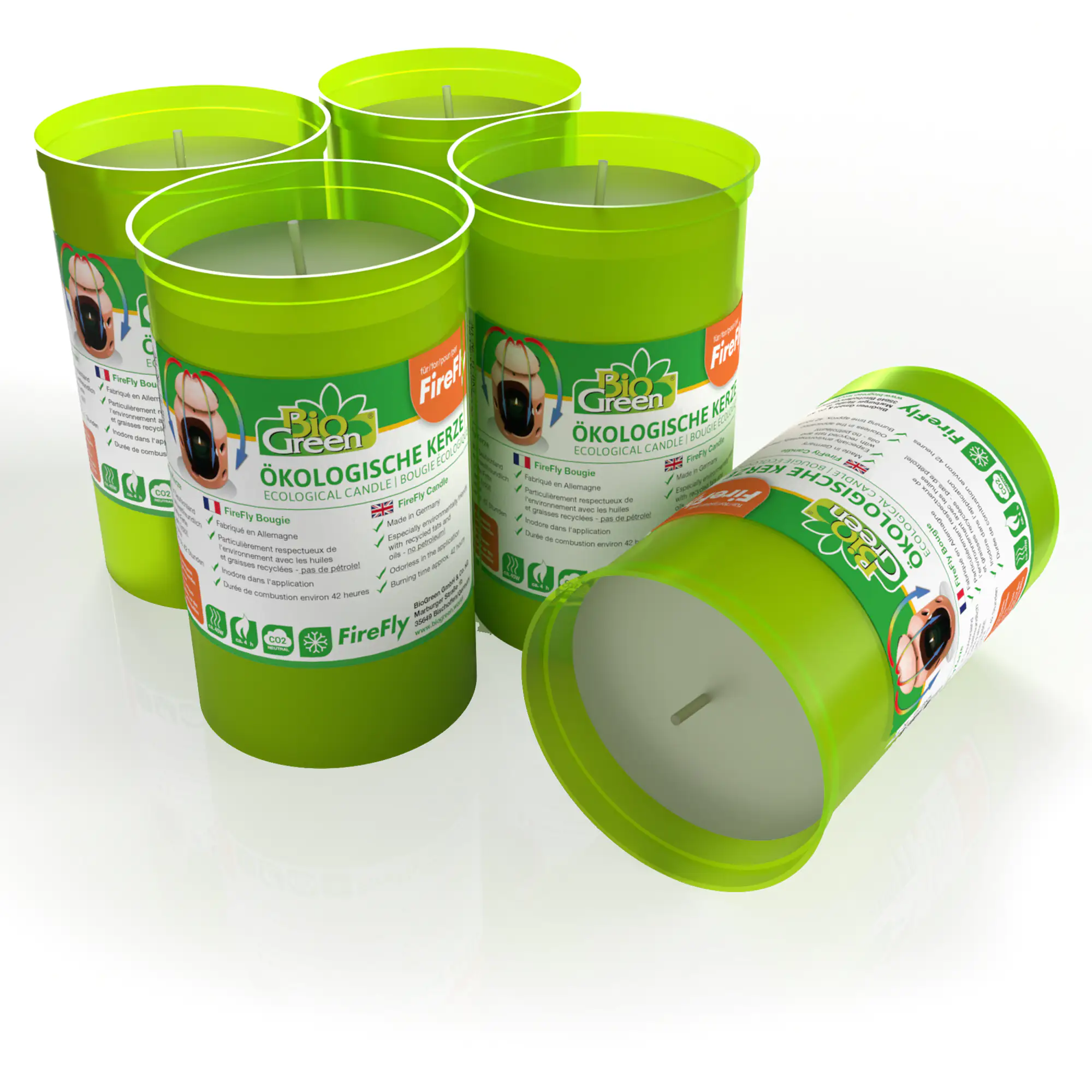 Bio Green Kerzen FireFly 5er-Pack Ø 6,3 x 10 cm