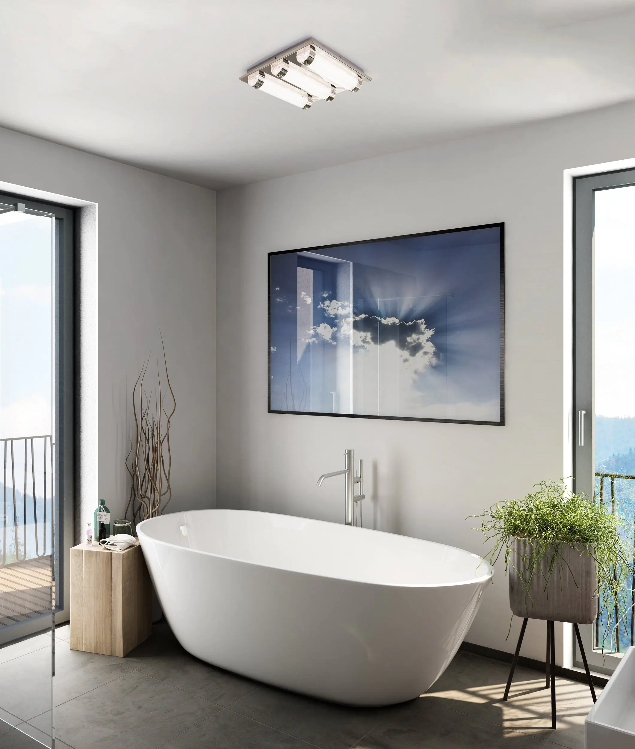 Eglo LED Badleuchte Tolorico chrom 35 x 35 cm neutralweiß