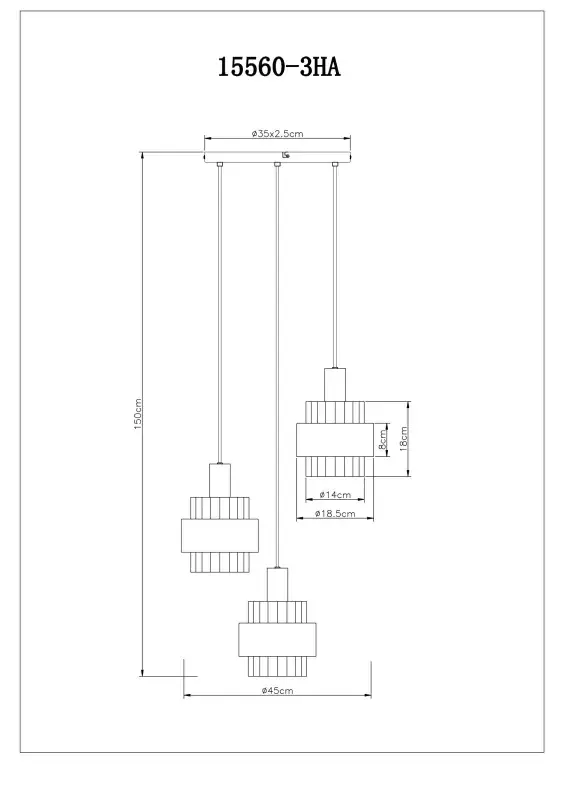Globo Hängeleuchte Milley 45 x 150 cm (Ø x H) bronze matt