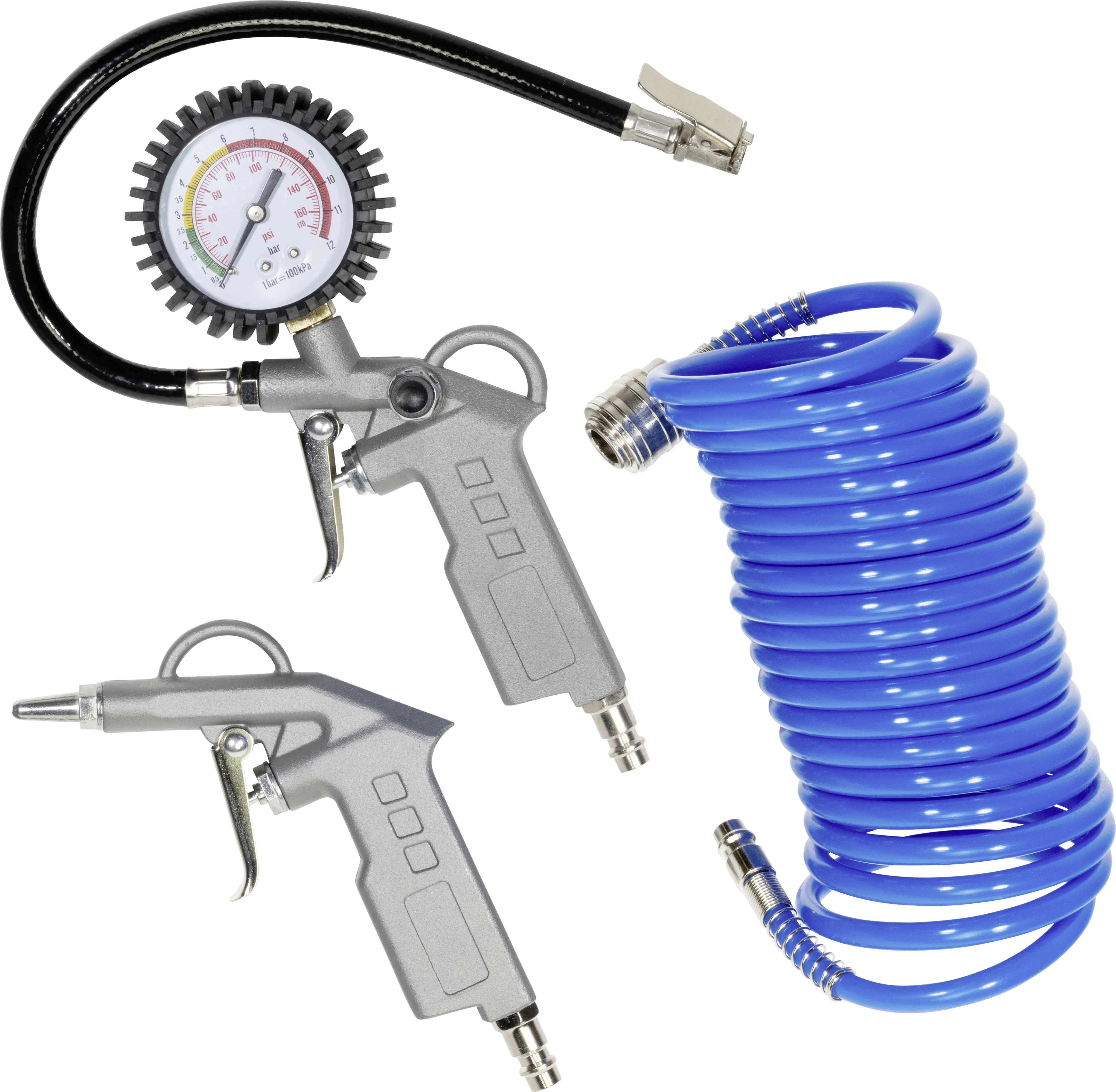 Güde Druckluft-Set 3-teilig 5 m Schlauch, Luftpistole, Reifenbefüller Güde Druckluft-Set 3-teilig 5 m Schlauch, Luftpistole, Reifenbefüller