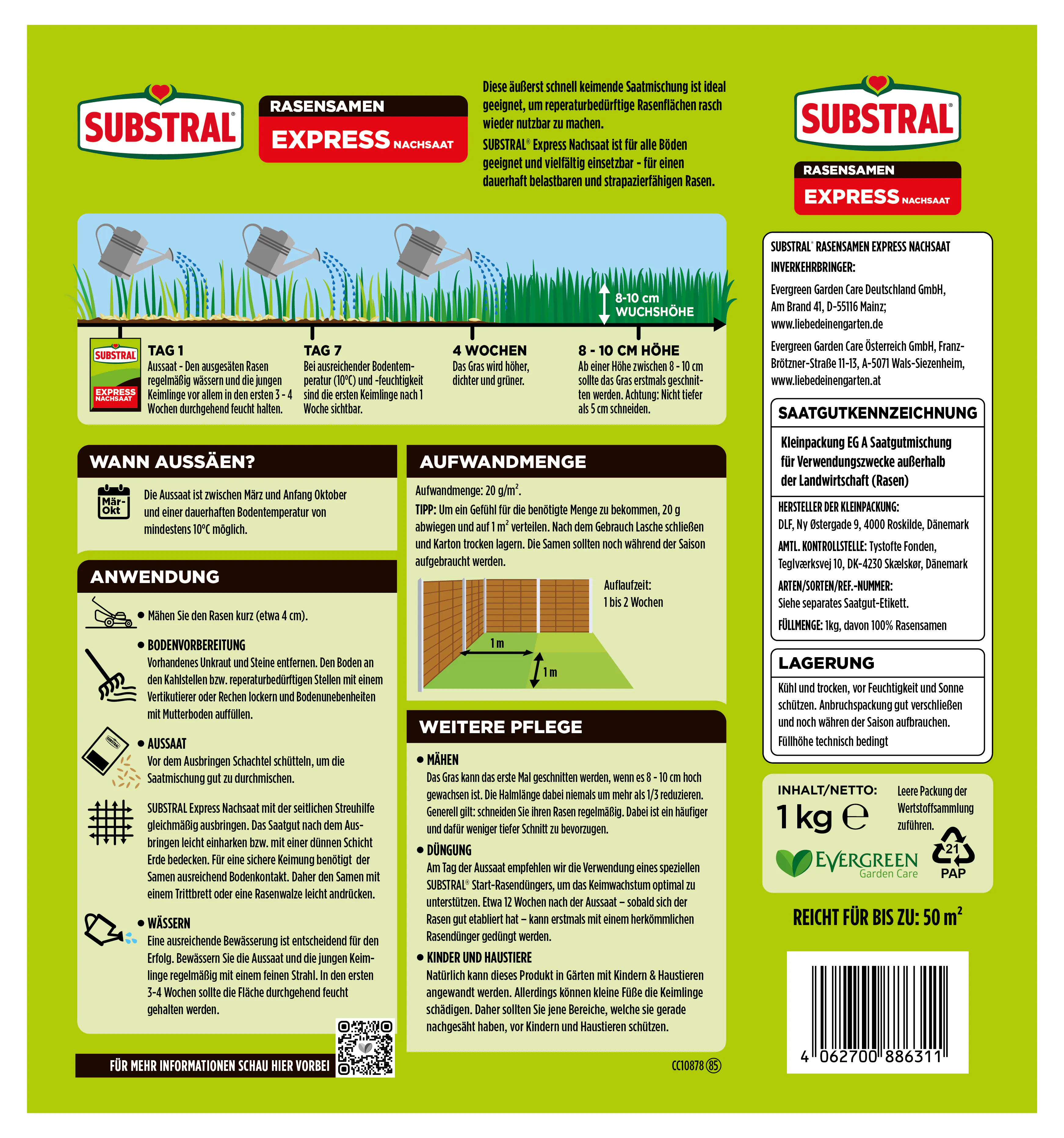 Substral Rasensamen Express Nachsaat 1 kg für ca. 50 m²