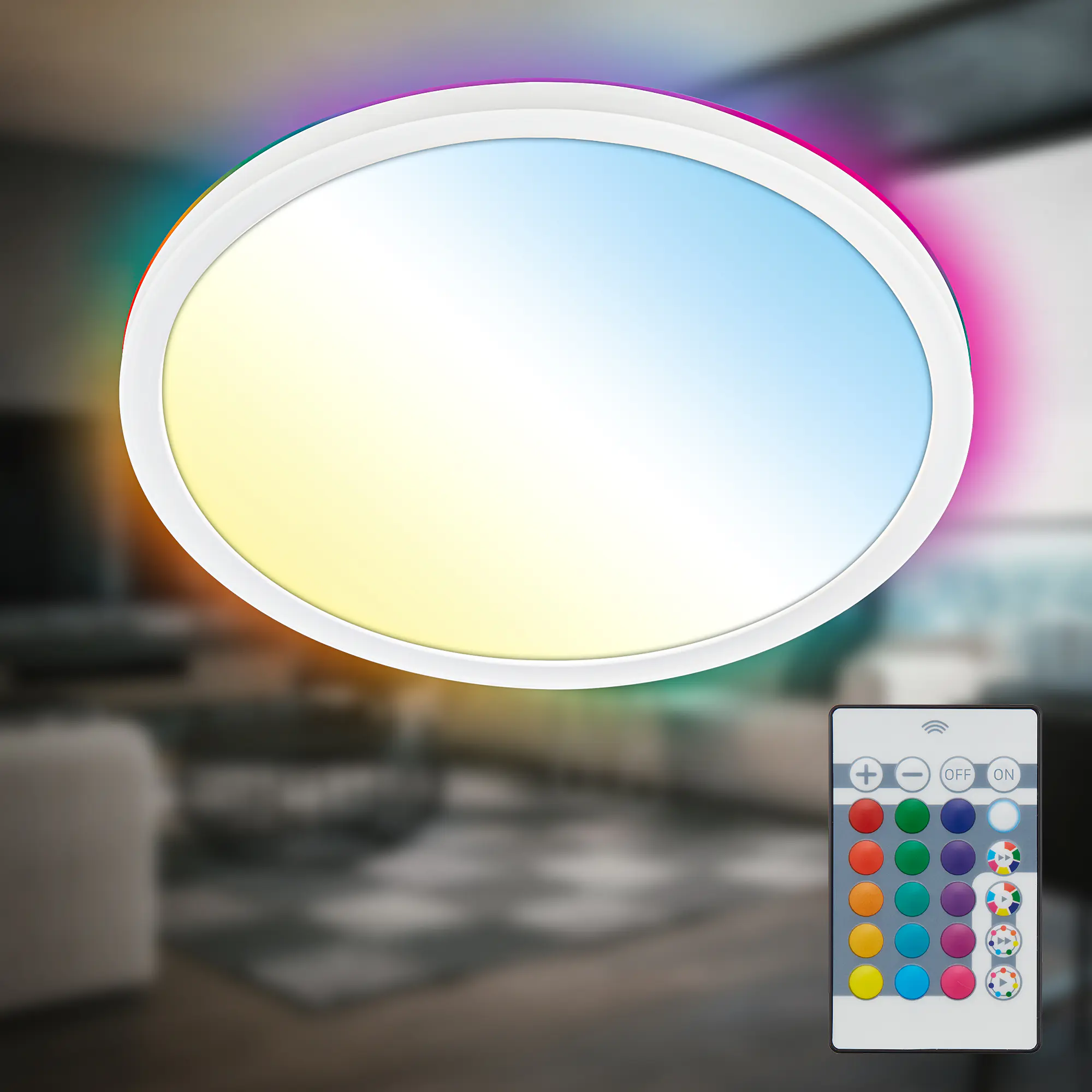 Briloner LED-Panelleuchte Slim Ø 29 cm weiß dimmbar RGB