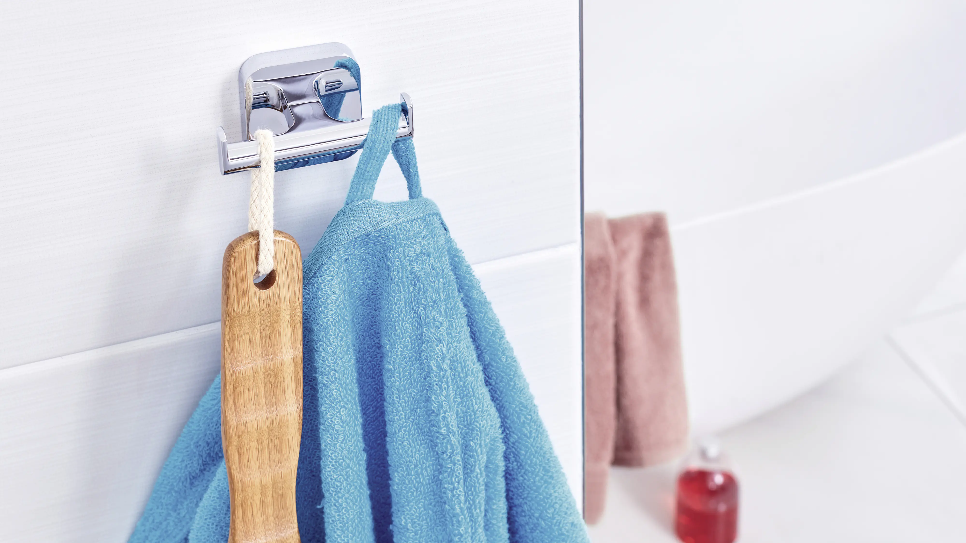 tesa Bademantelhaken doppelt Elegaant Metall, chrom, rostfrei