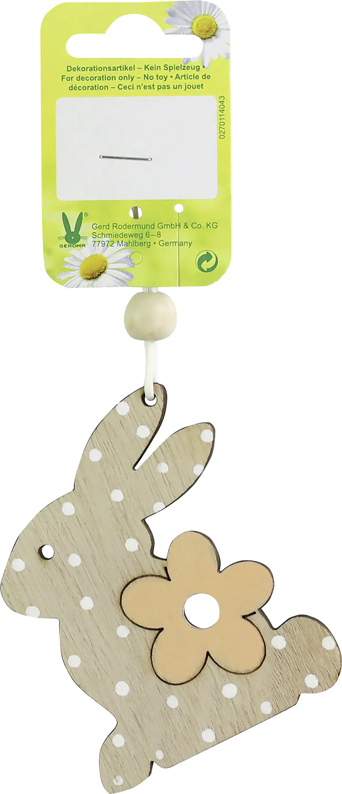 Dekohänger Hase mit Blüte 8 x 6 cm natur weiß apricot