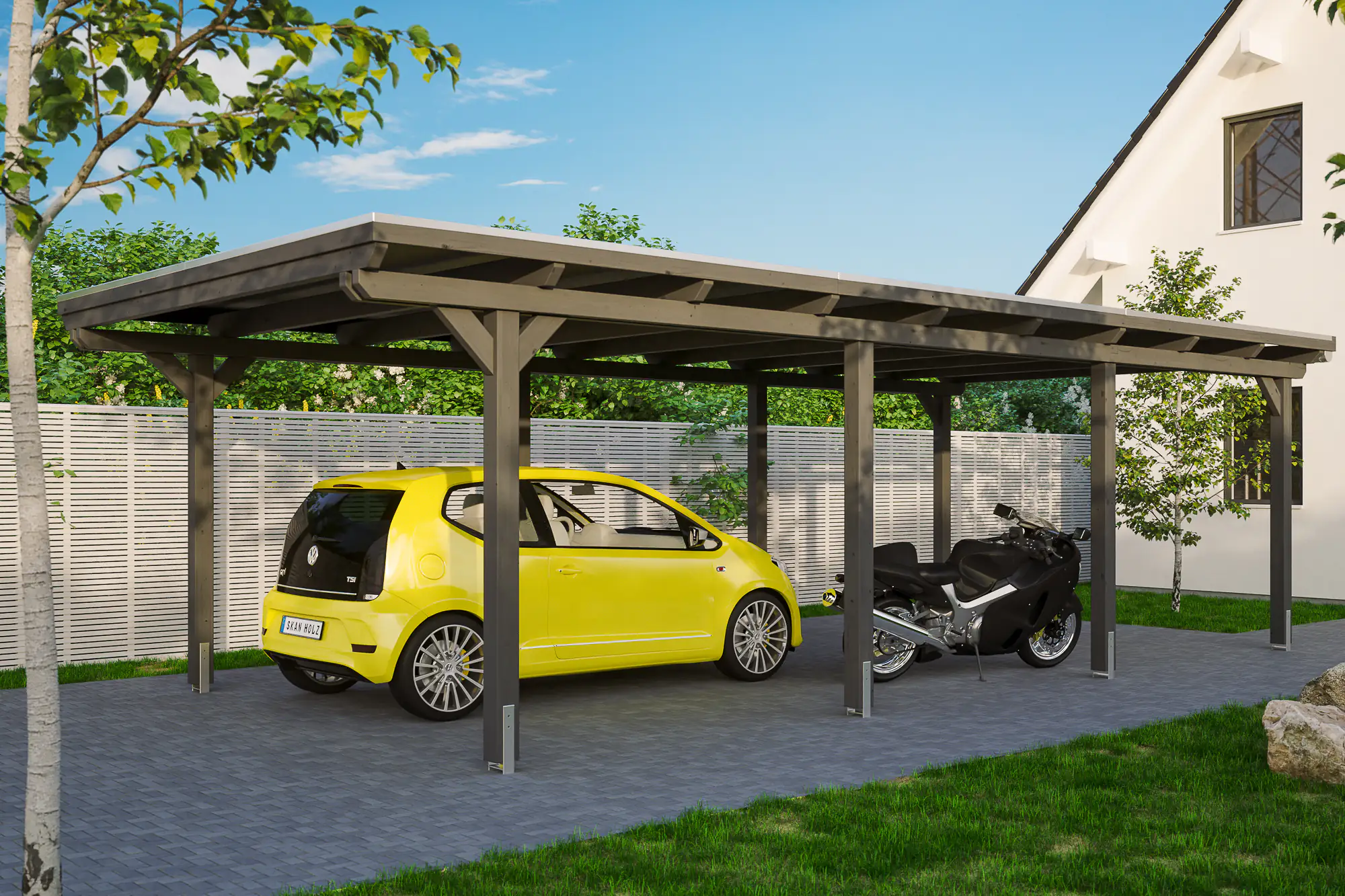 SKAN HOLZ Carport Emsland 404 x 846 cm mit Aluminiumdach