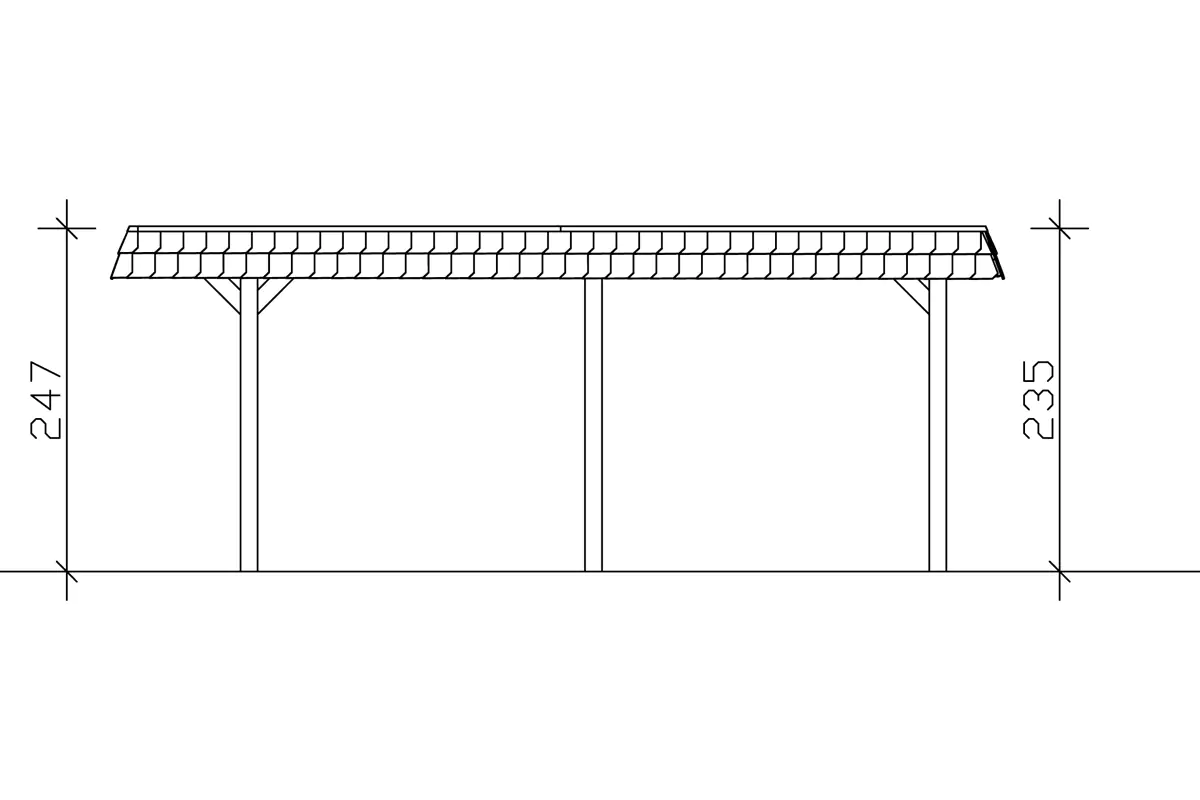 SKAN HOLZ Carport Wendland 409 x 628 cm mit EPDM-Dach, rote Blende