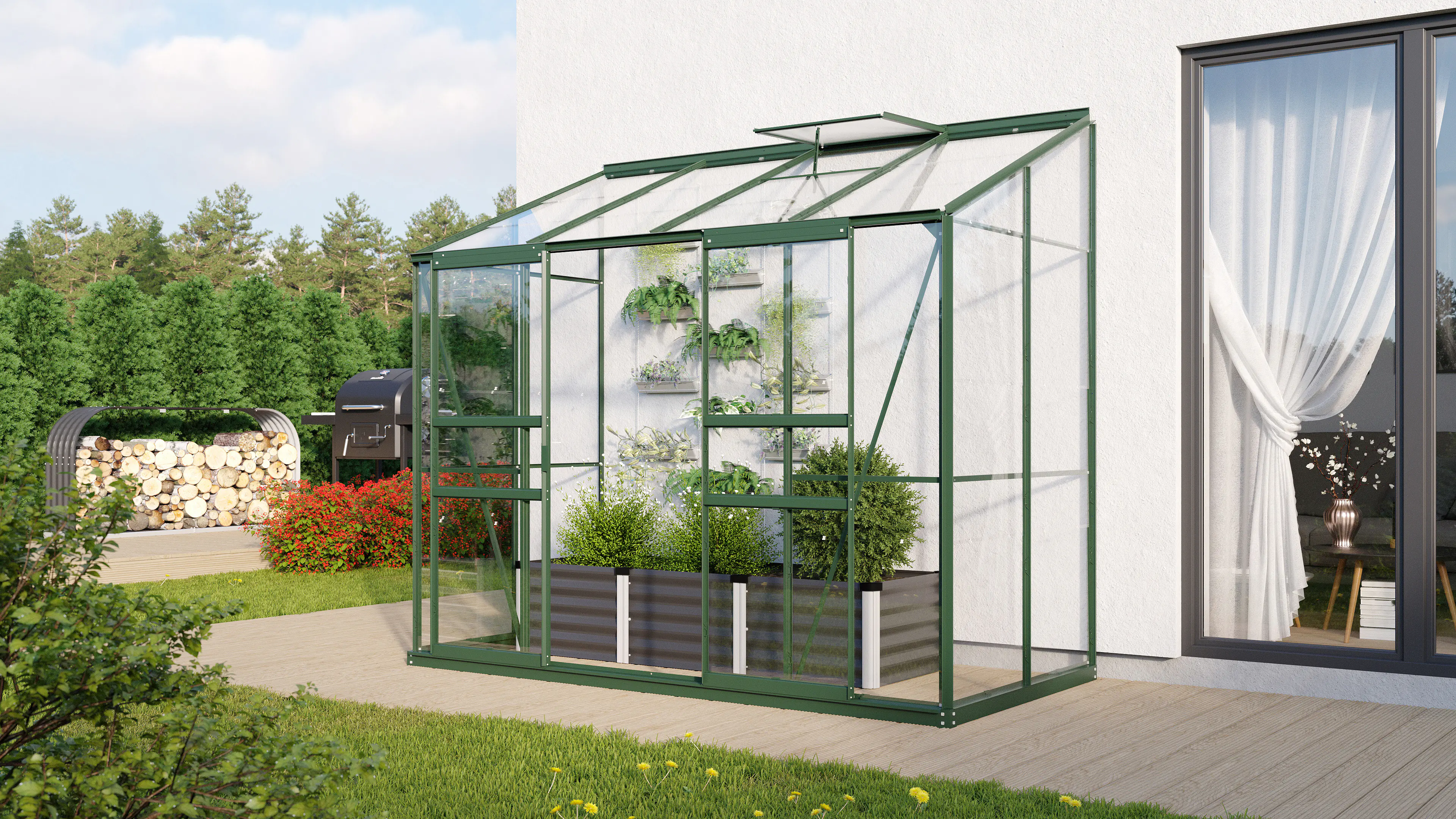 Vitavia Anlehngewächshaus Styx 3300 128 x 254 cm 3 mm ESG