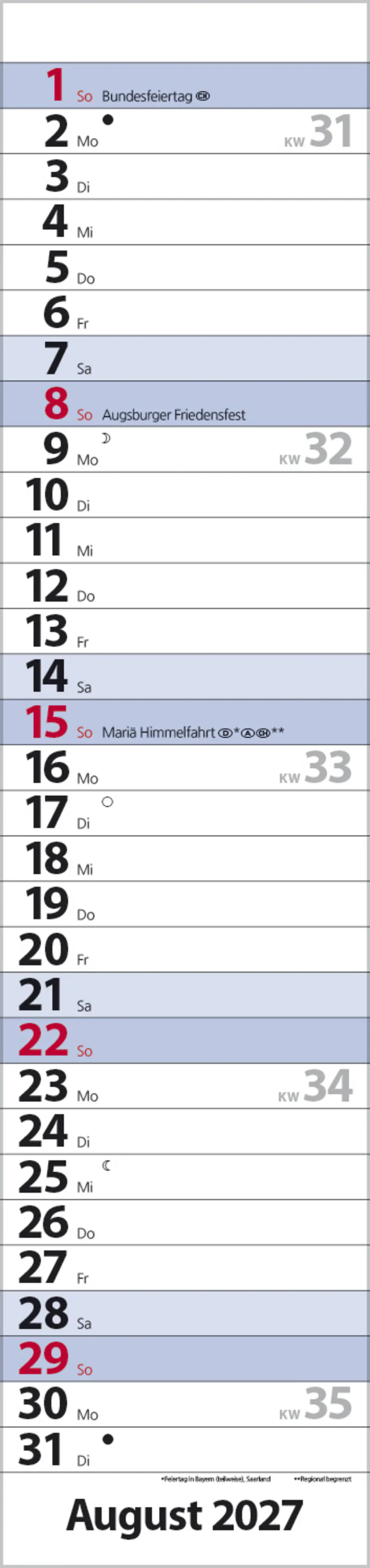 Korsch Kalender Streifenplaner Compact 2027 blau