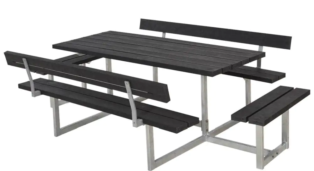 Plus Kombimöbel Basic 260 x 184 x 73 cm, 2 Rückenlehnen, Kunststoff schwarz