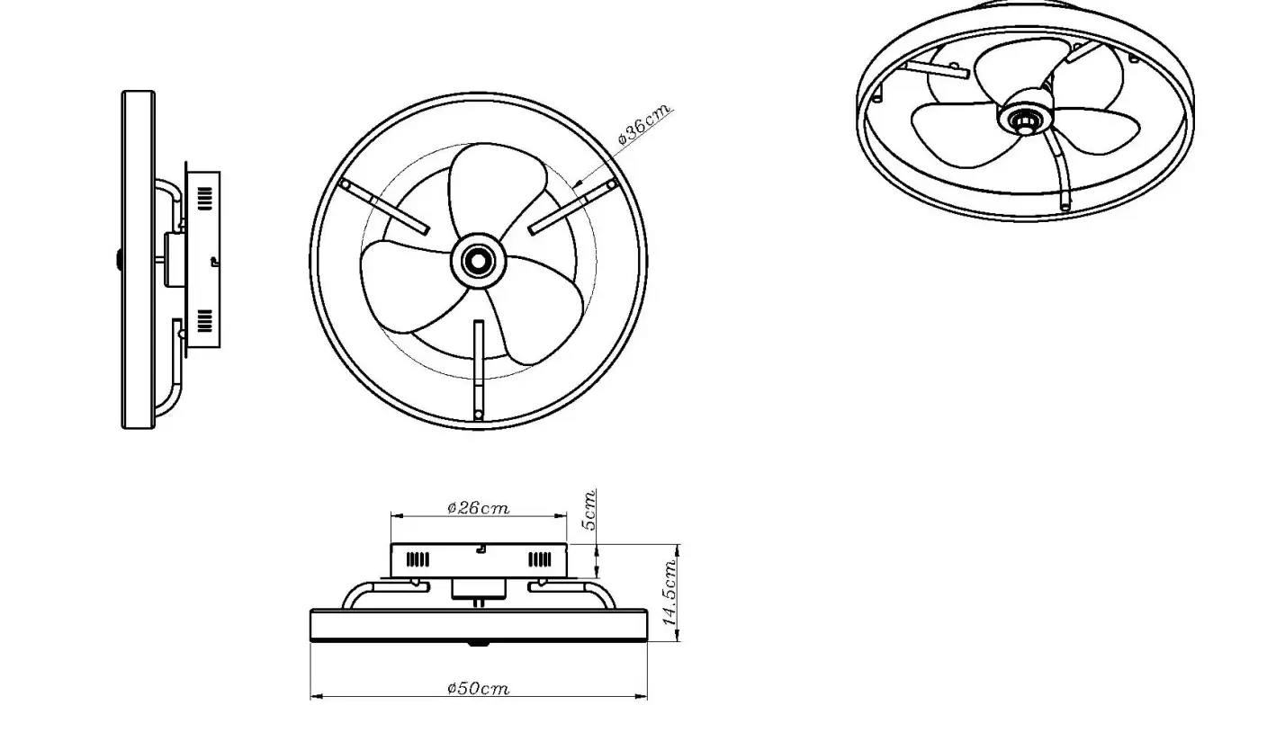 Globo Deckenventilator Conway Ø 50 cm 35 W schwarz CCT