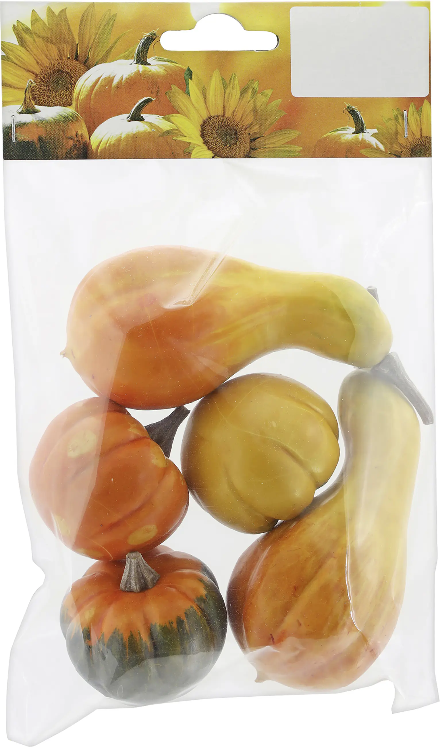 Kürbisse 5 Stück Kunststoff 3,6 x 11 x 15,5 cm orange gelb grün