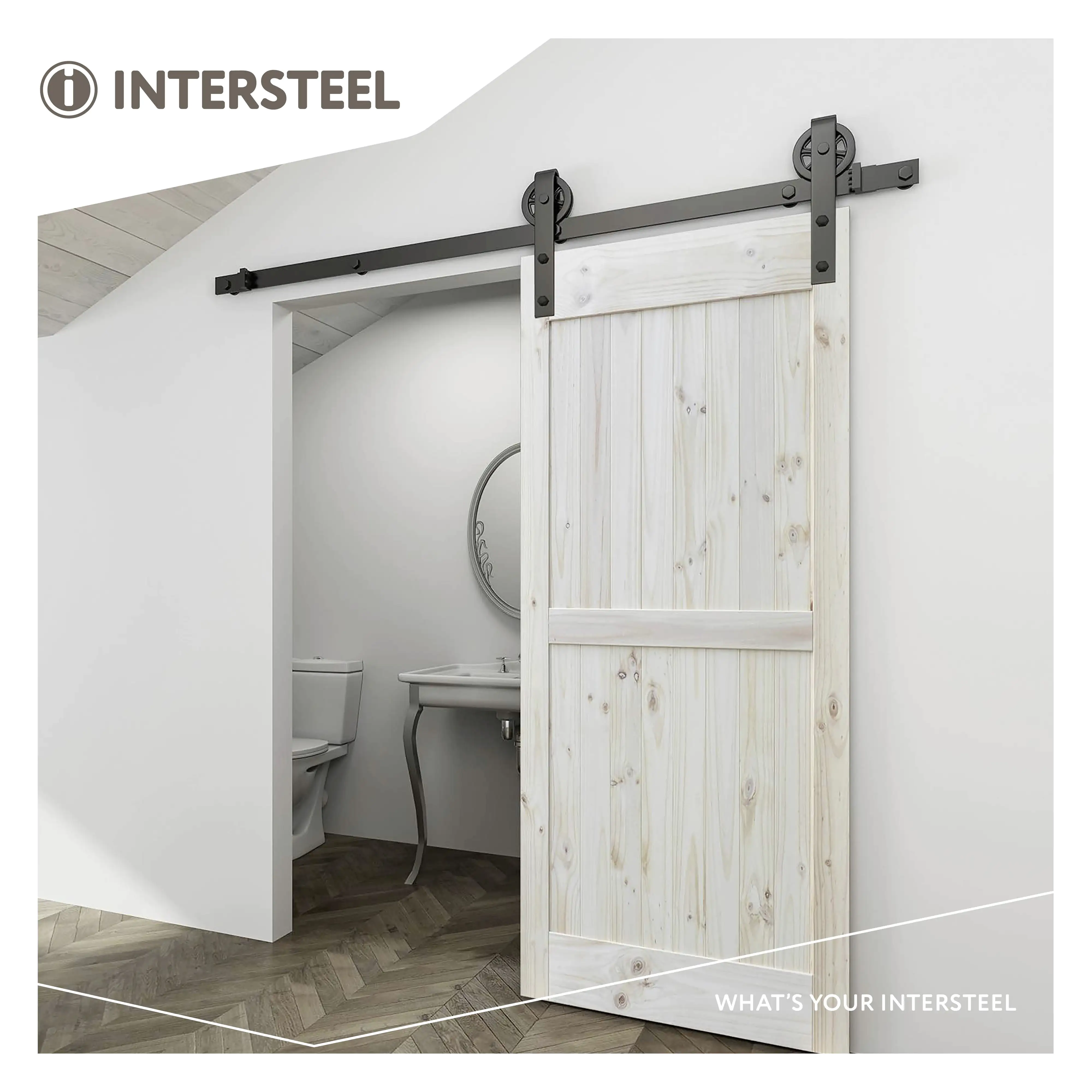 Schiebetürsystem 200 cm Wheel, schwarz