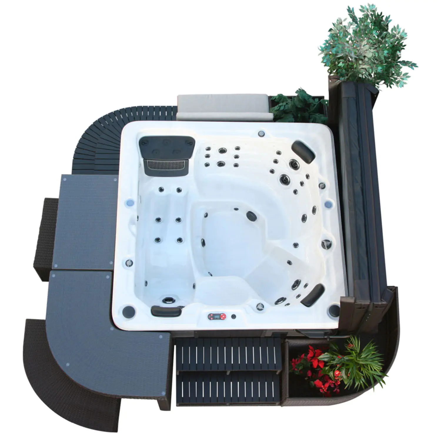 Canadian Spa Ecktreppe - für quadratische Whirlpools dunkelbraun Canadian Spa Ecktreppe - für quadratische Whirlpools dunkelbraun