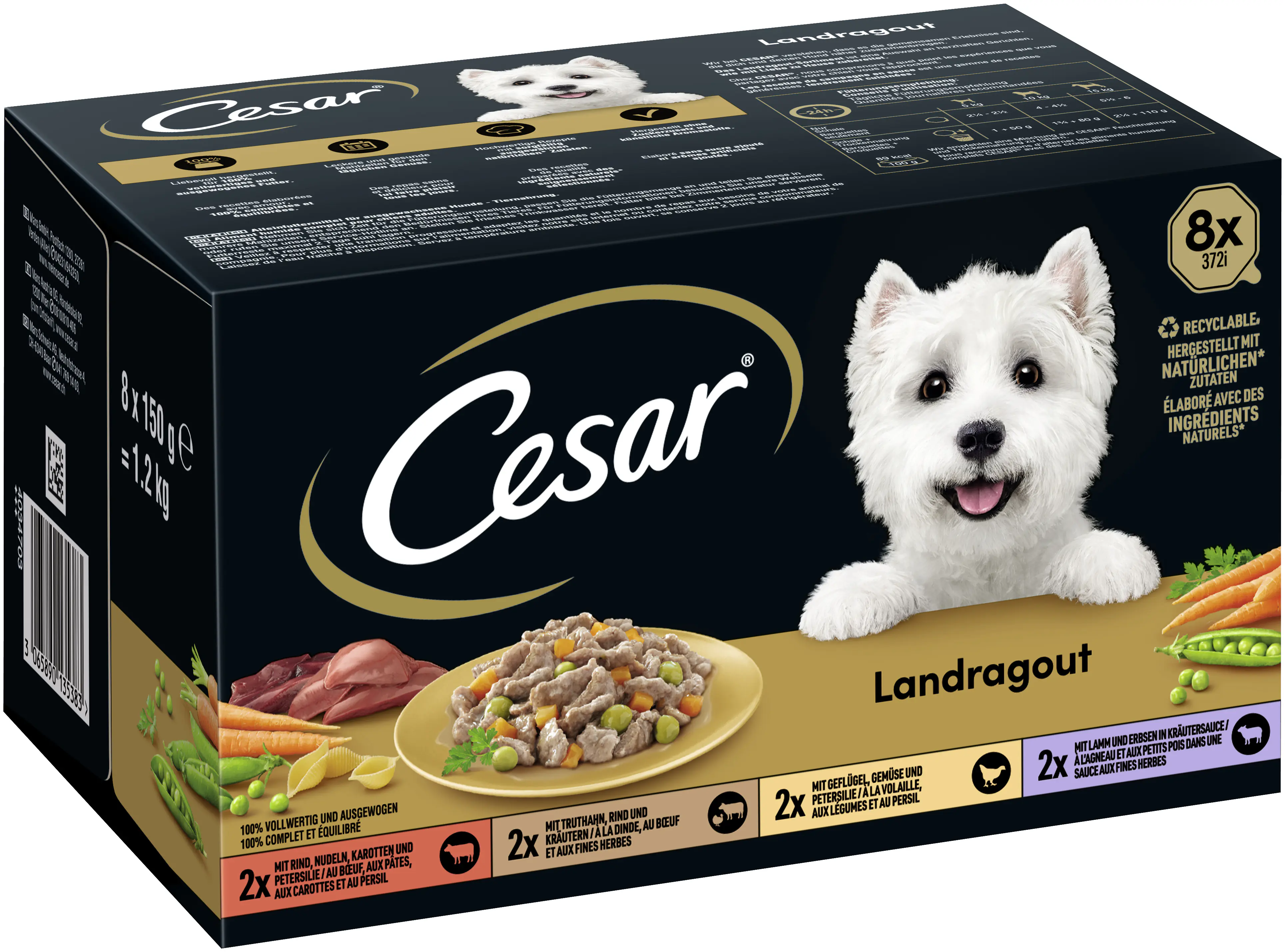 Cesar Hundenassfutter Adult 8 x 150 g Landküche Selektion 